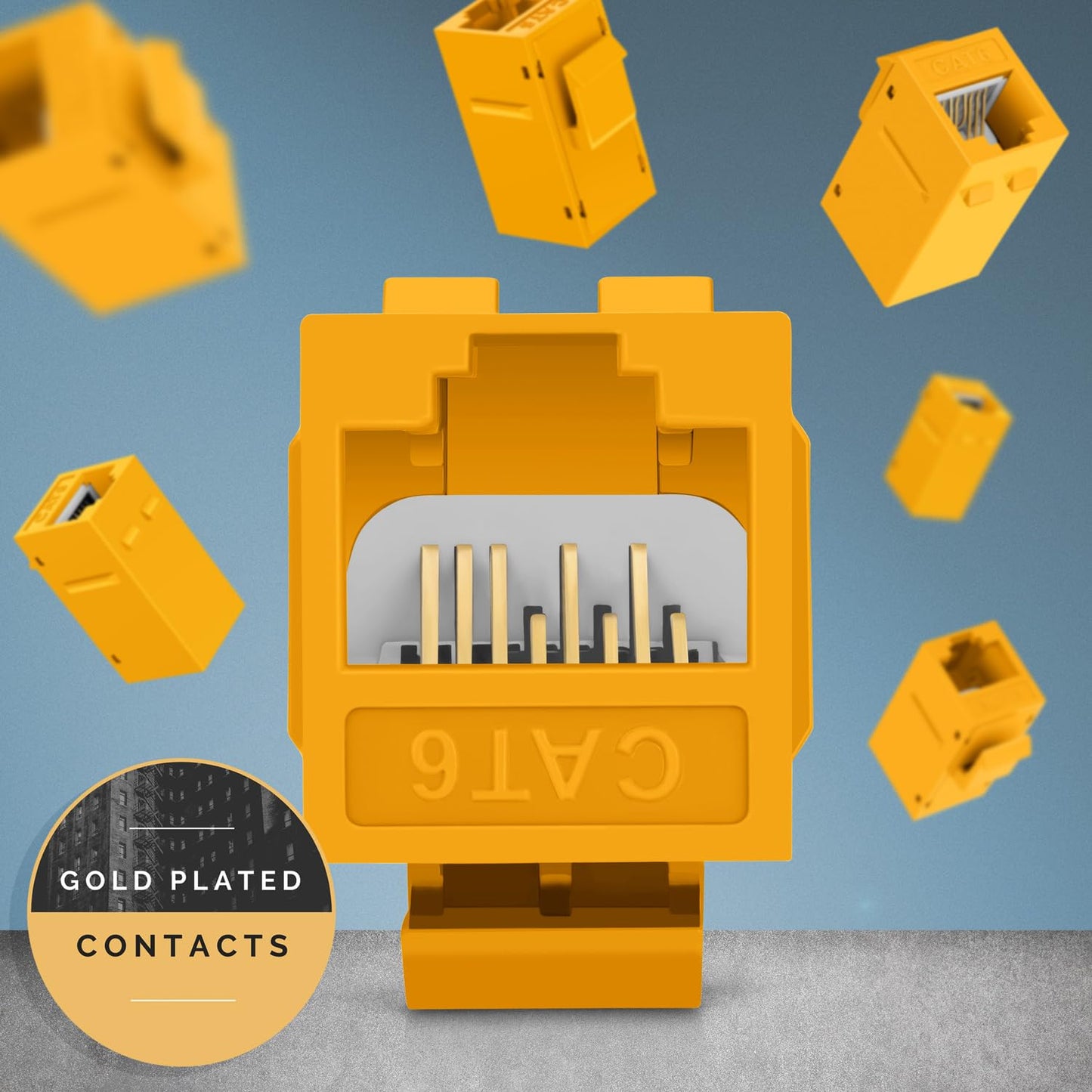 Everest 24-Pack Yellow Cat6 RJ45 Keystone Coupler - Female to Female Cat6 Keystone Jacks - Ethernet Couplers - Ethernet Cable Extender