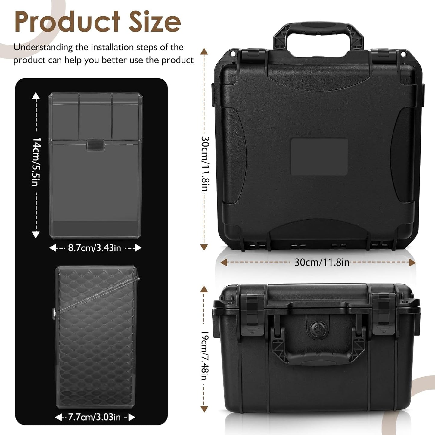 Graded Card Storage Box Set with 9 Clear Black Individual Deck Boxes - PSA Slab Card Case For PSA, CSG, BGS, Magnetic Cards Holder Storage (Black, 9 Pack)