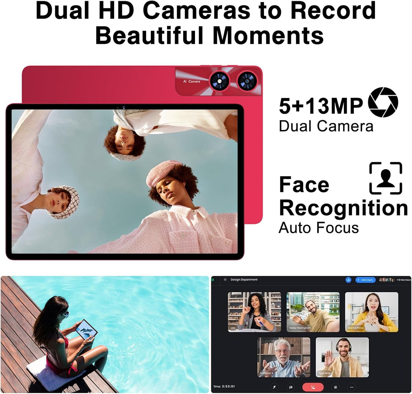 Android 14 Tablet 11 Inch Tablets, 24GB RAM 256GB ROM(1TB Expand), Octa-Core Tablets with 8000 mAh Battery, 5G WiFi, Bluetooth 5.0, Android Tablet 5MP+13MP Dual Camera, IPS Touch Screen, GPS Tab-Red