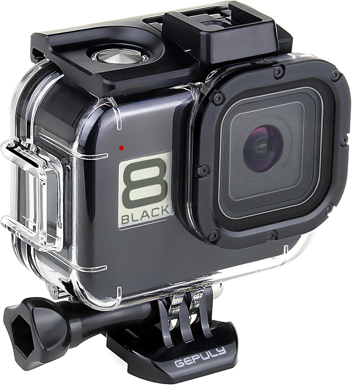 60M/196FT Waterproof Housing Case for GoPro Hero 8 Black, Dual Cold Shoe Slots Protective Underwater Diving Housing Shell for GoPro Hero 8 Black Action Camera