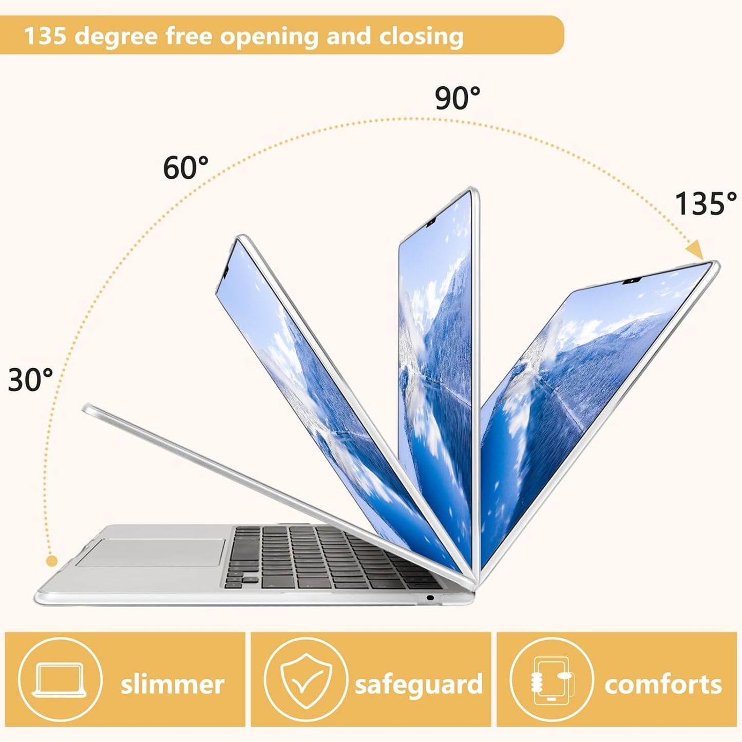 Compatible with MacBook Air 13.6 inch Case, M4 A3240/M3 A3113/M2 A2681 (Released 2025 to 2022), Hard Shell, Keyboard Cover, Screen Protector, Webcam Cover & Type-C Adapter, Blue Flowers