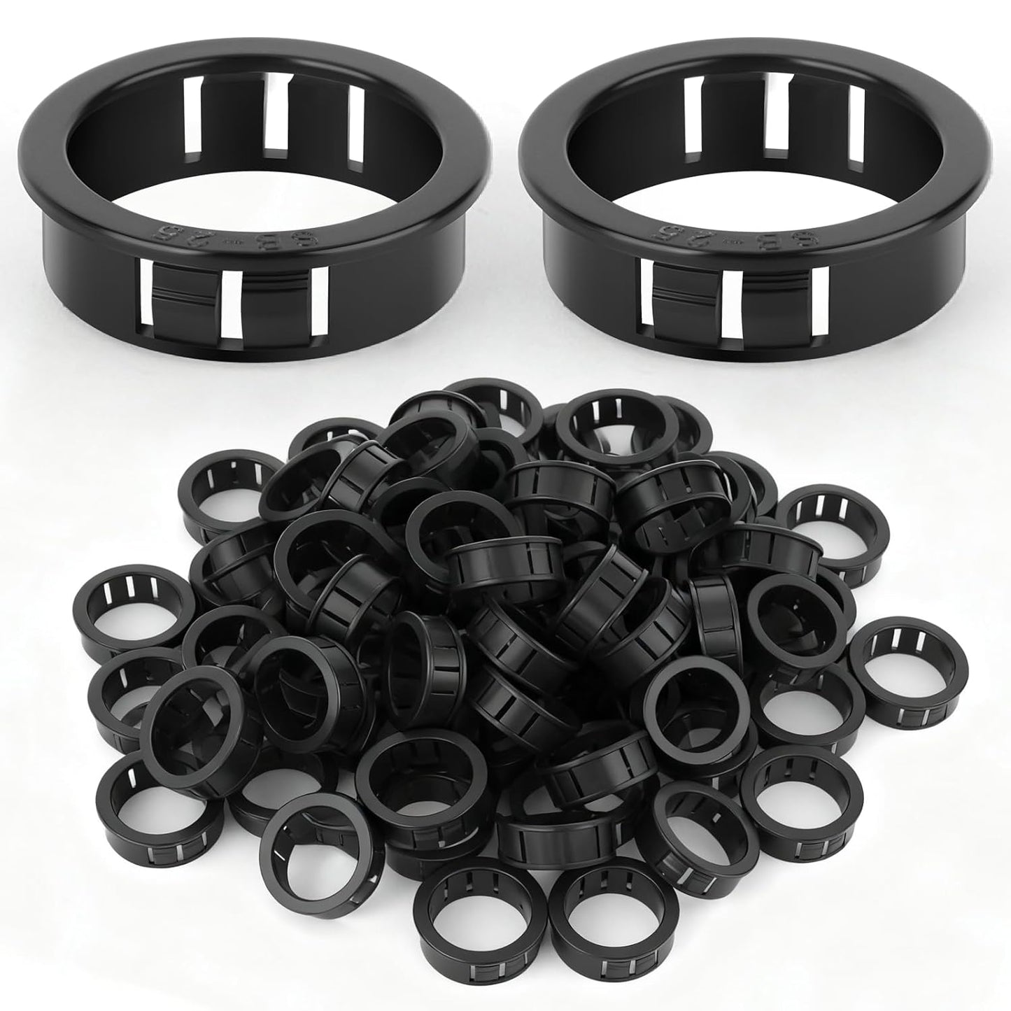 100PCS 1" Black Cable Snap Bushing Grommet, Snap in Cord Bushing Protect Cables