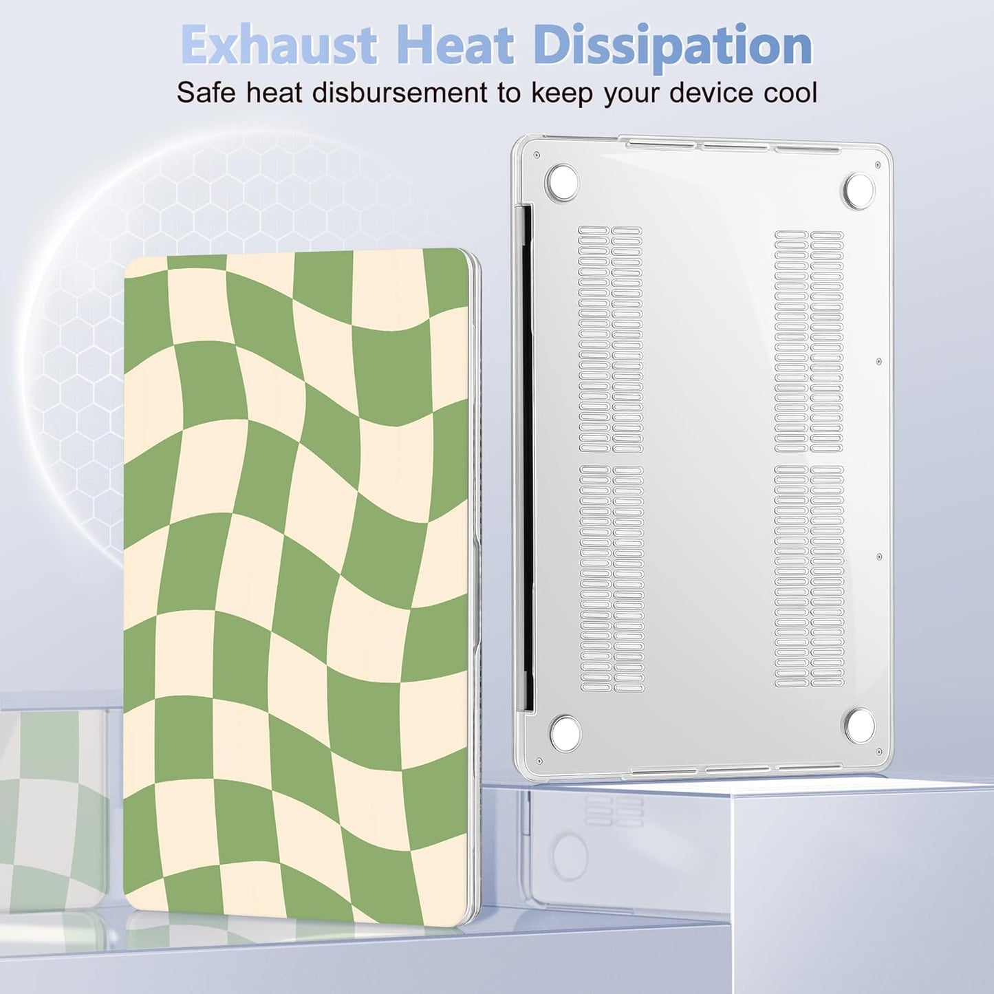 for MacBook Pro 16 inch Case 2019 2020 Release Model A2141, Plastic Hard Shell Cover with Keyboard Cover & Screen Protector for MacBook Pro 16 inch with Touch Bar & Touch ID, Green Checkered