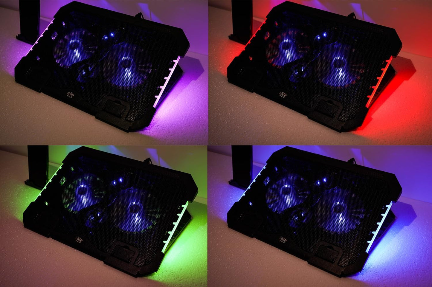 RGB Gaming Laptop Cooling Pad 17-12Inch 4Fans (Customized RGB Sidelight with Switch,Laptop Fan Speed Adjustable,5 Heights Adjustment with Phone Holder)Fit Apple MacBook Laptop Fan Cooling Pad