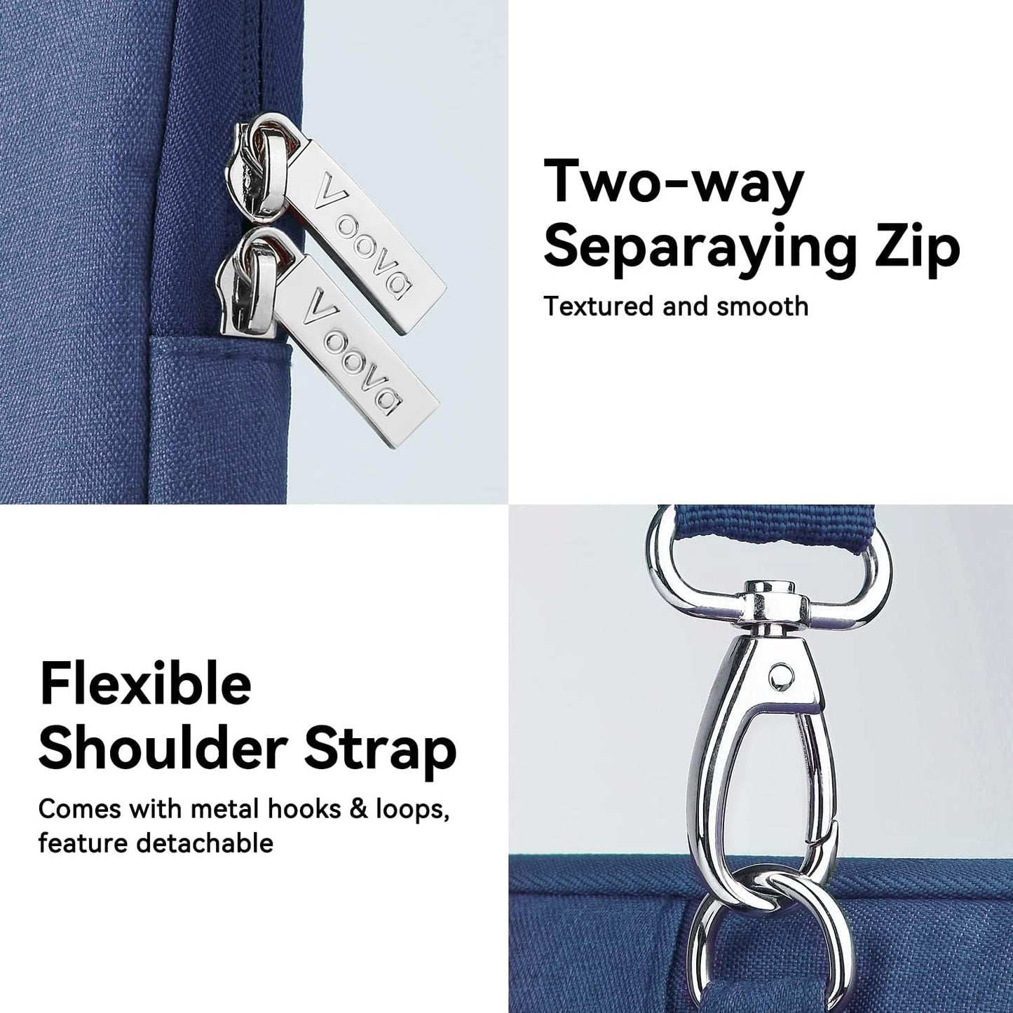 Voova Laptop Bag 17 17.3 Inch Waterproof Laptop Sleeve Case with Shoulder Straps & Handle, Computer Case Cover Slim Briefcase Compatible with 17-18” Hp Dell Asus Acer, Blue