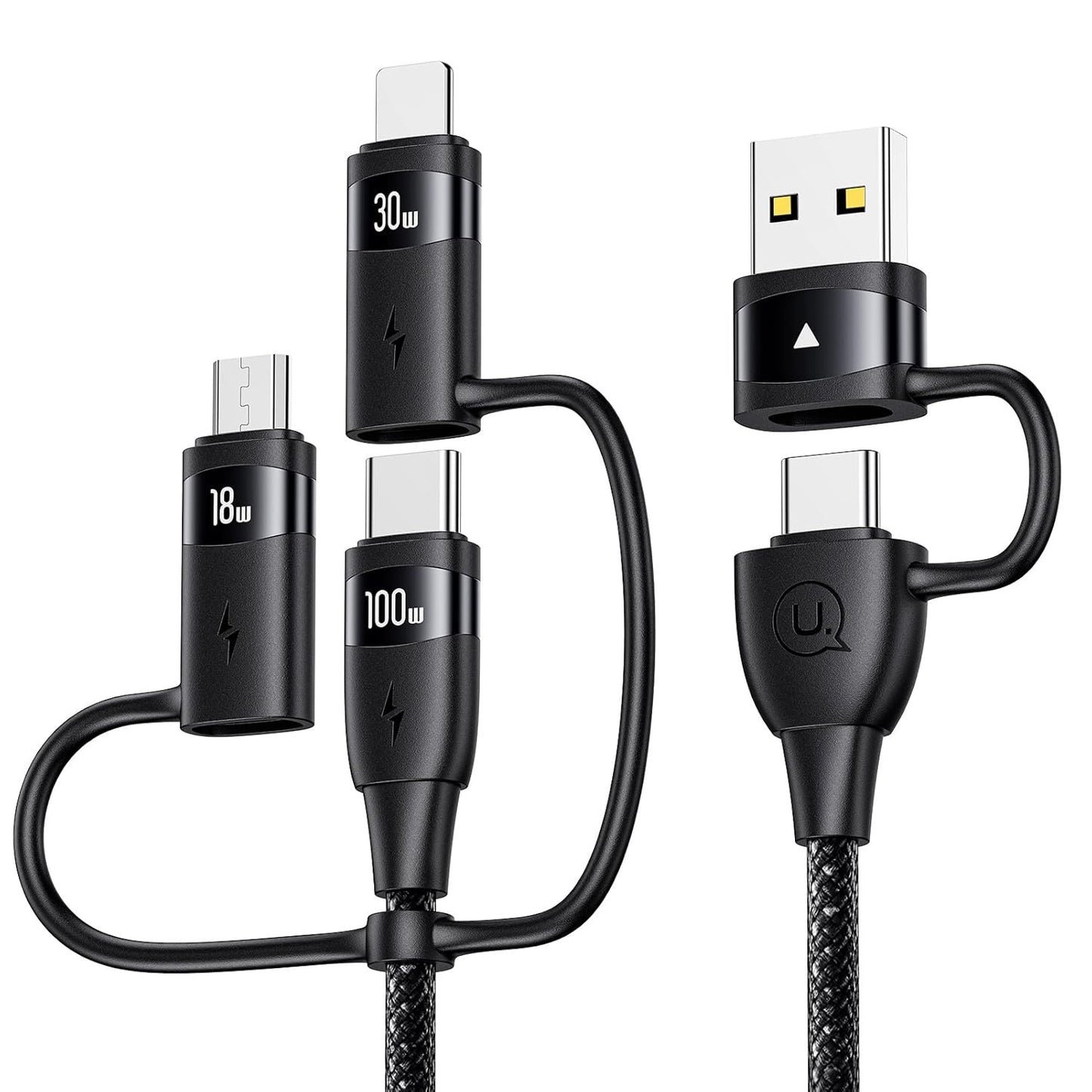 100W USB C Multi Charging Cable, USAMS 6.6FT 5-in-1 5A Fast Sync Charger Adapter Nylon Braided Type-C Cable for Laptop/Tablet/Phone and More