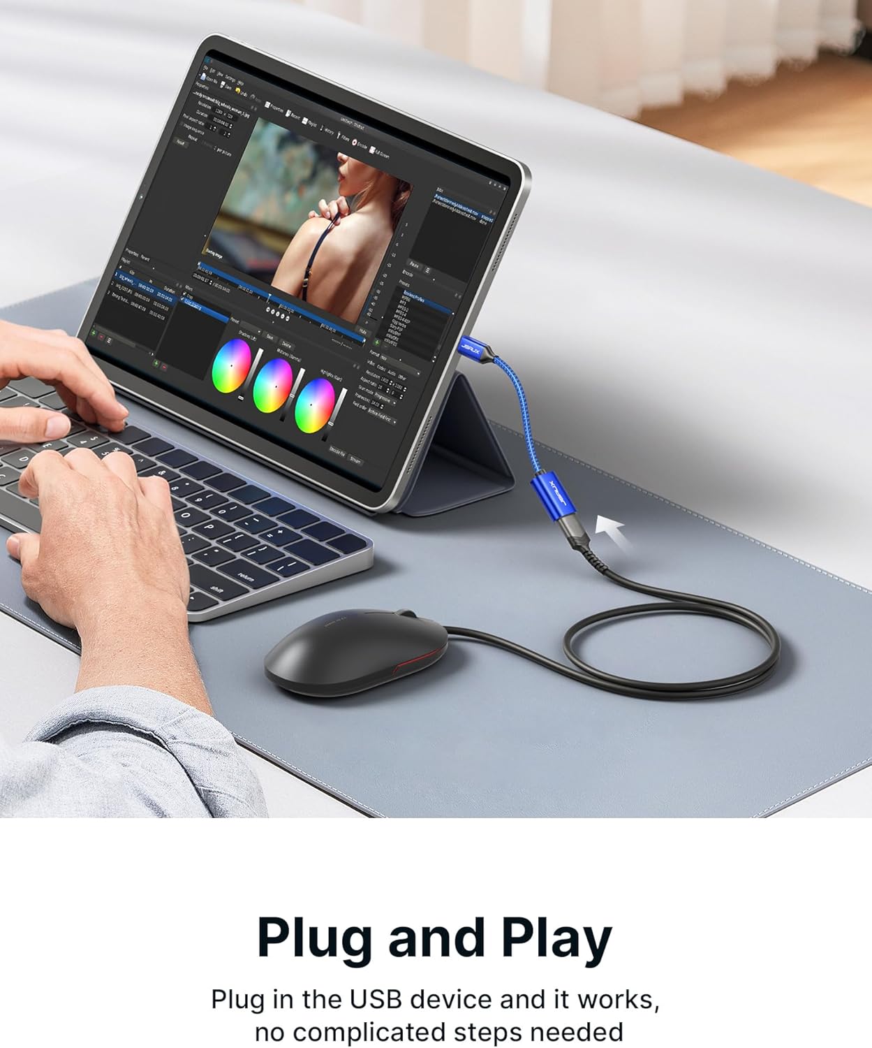 JSAUX USB C to USB Adapter [2 Pack], USB Type C Male to USB 3.0 Female OTG Cable-Blue