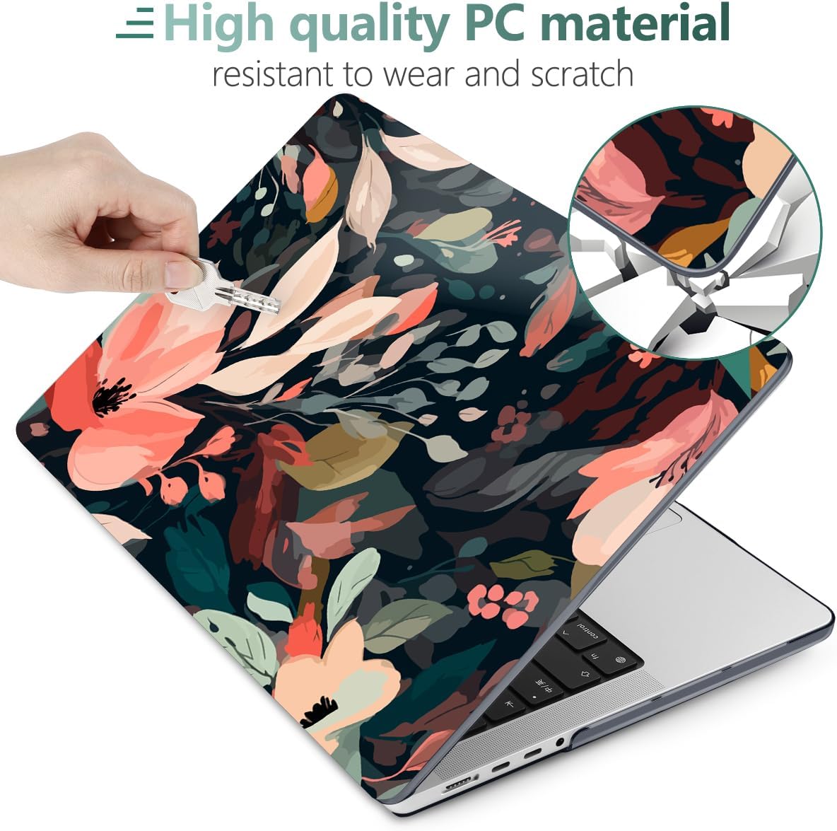 DONGKE for M4 MacBook Pro 16 Inch Case 2024 2023 2021 A3403 A3186 M3 A2991 M2 A2780 M1 A2485 Pro/Max Chip, Plastic Hard Shell Case & Keyboard Cover for Mac Pro 16 with Touch ID, Painted Florals