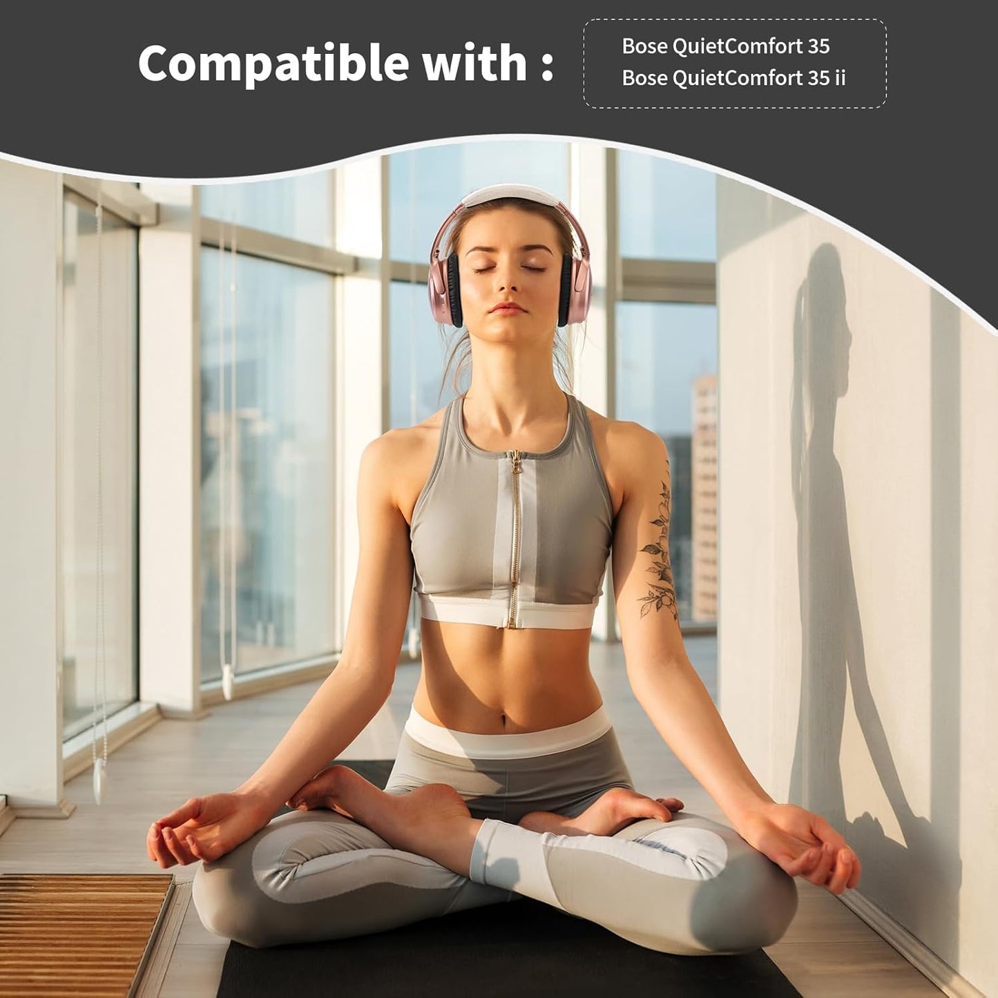 Damex Ear Cushions for Bose qc35 ii Replacement Ear Pads, Compatible with Bose QuietComfort 35 Replacement earpads, Increased Stitching,no Breakage, Protein Leather, Softly. (Black)