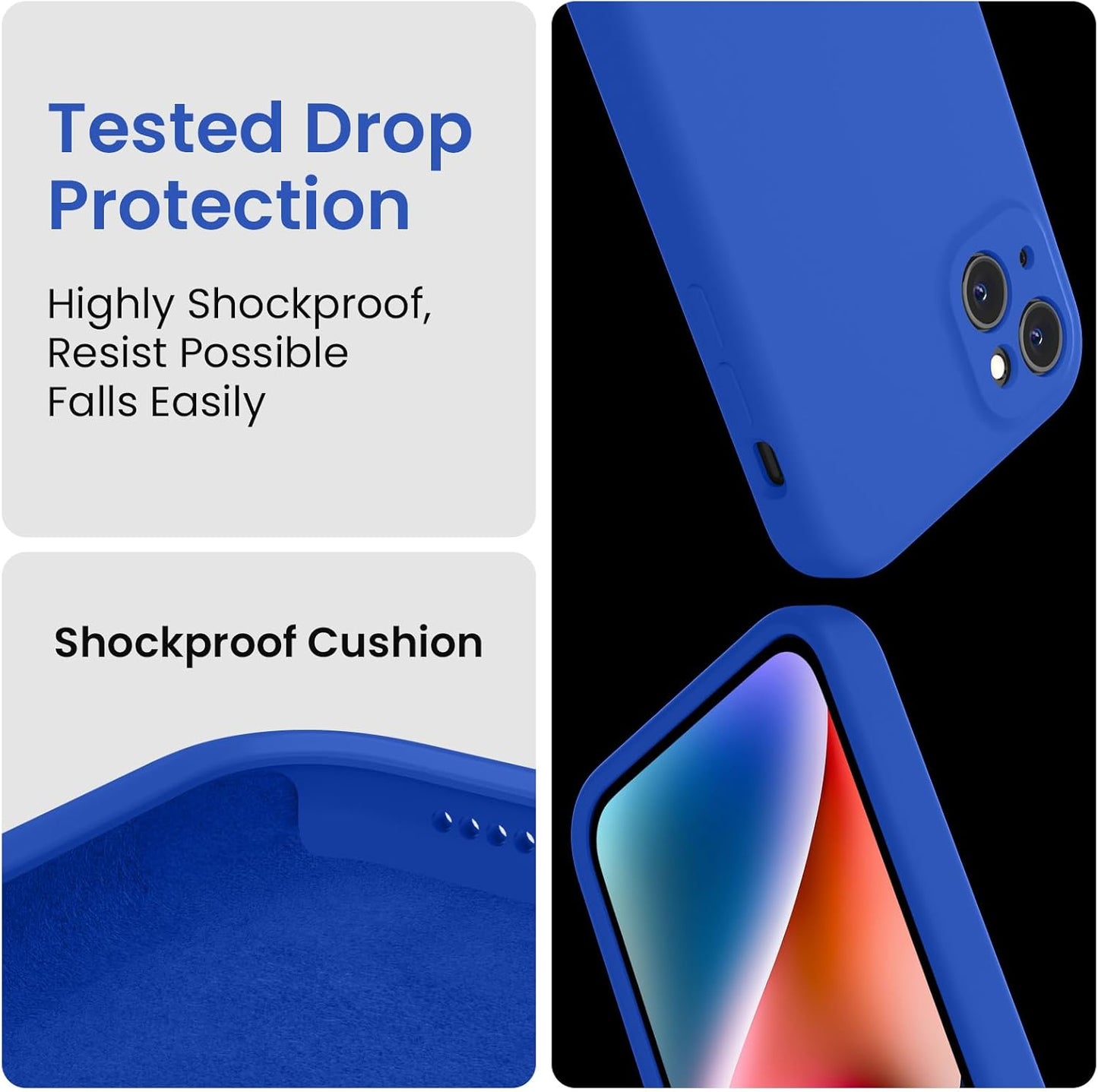 FireNova Designed for iPhone 13 Case, Silicone Upgraded [Camera Protection] Phone Case with [2 Screen Protectors], Soft Anti-Scratch Microfiber Lining Inside, 6.1 inch, Klein Blue