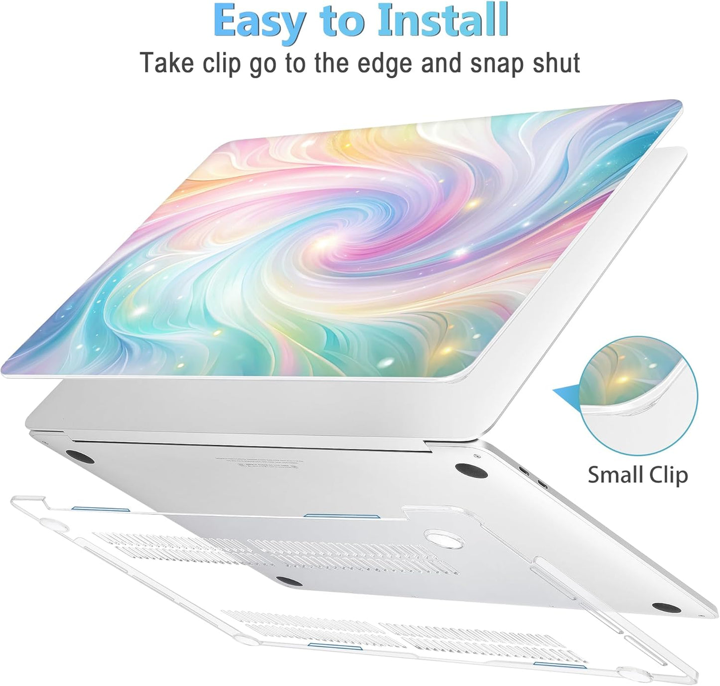 Mektron Case for MacBook Pro 16 Inch A2141 Cover 2019 Release 16" with Liquid Retina Display/Touch ID, Plastic Hard Shell with Keyboard Skin & Screen Protector & Dust Plug, Colors Swirls