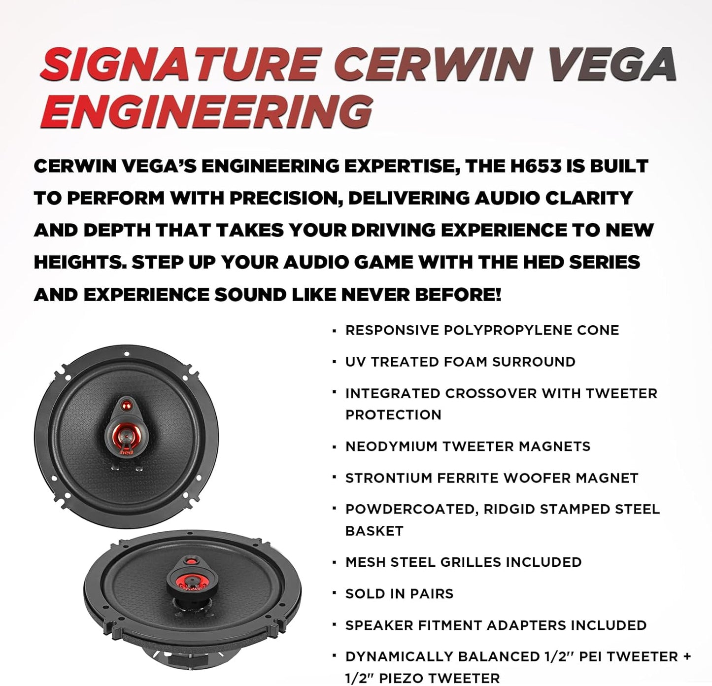 CERWIN-VEGA! HED 2025 Edition – 6.5” 3-Way Coaxial Full Range Speaker System - H653