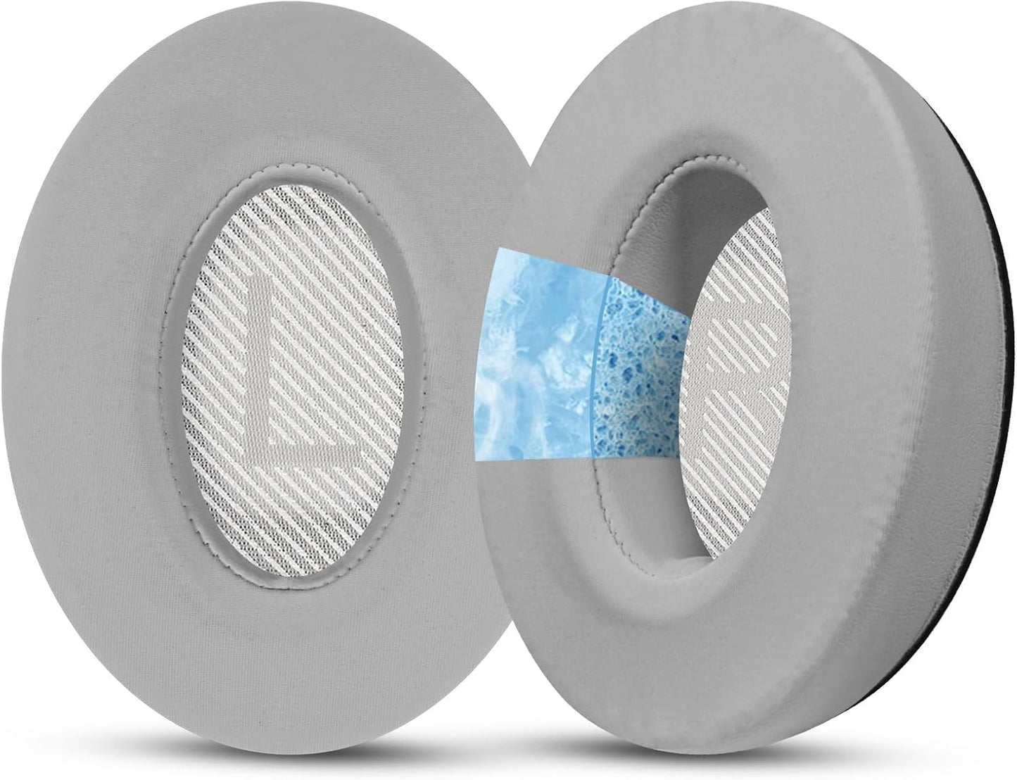 Full Cooling Gel Replacement Earpads for Bose Quiet Comfort QC35 Headphones Ear Pads Cushions with Breathable Ice Silk Fabric, High-Density Noise Cancelling Foam - Gray