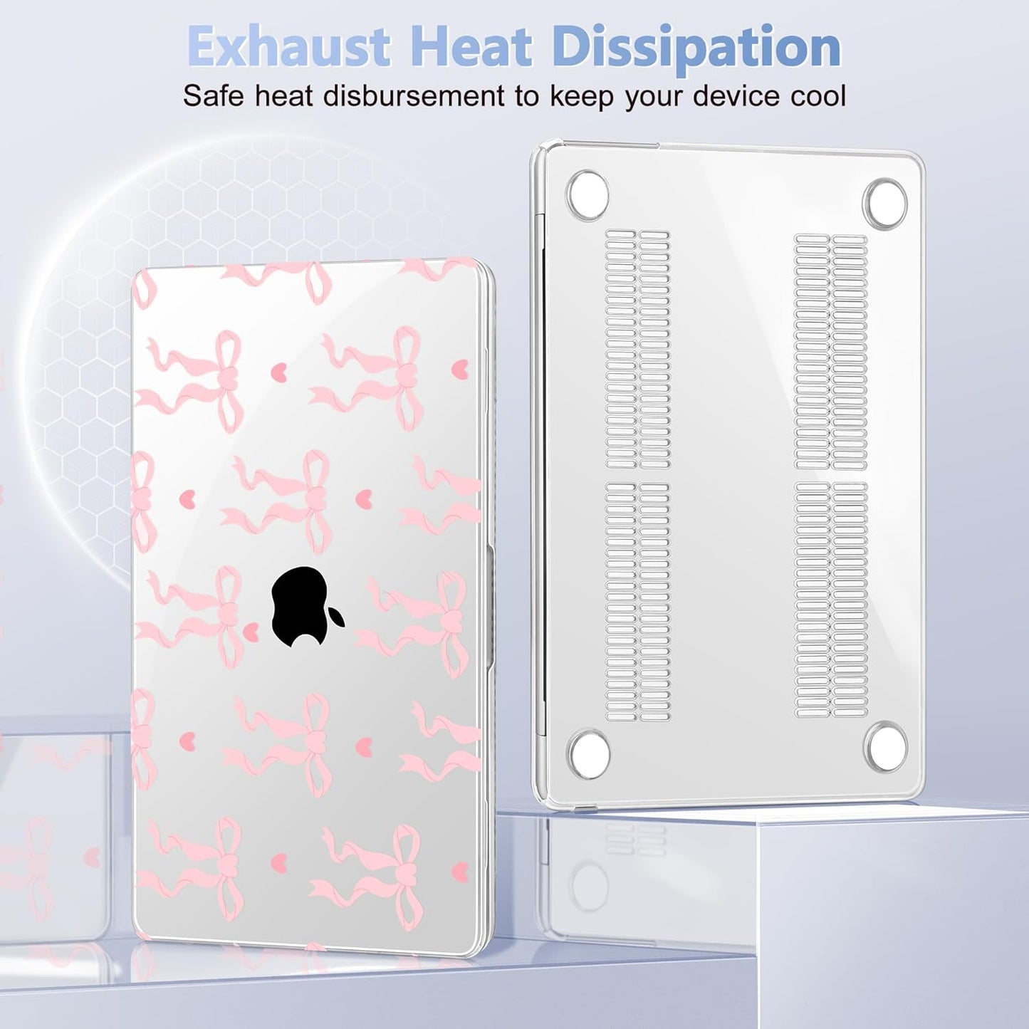 Case for MacBook Air 15 Inch 2025 2024 2023 Release M4 A3241 M3 A3114 M2 A2941, Hard Shell with Screen Protector & Keyboard Cover, Compatible with Touch ID, Bow