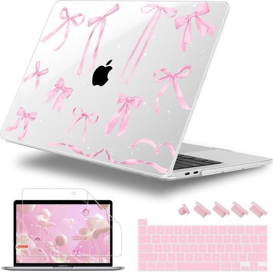 for MacBook Pro 16 inch Case 2019 2020 Release Model A2141, Plastic Hard Shell Cover with Keyboard Cover & Screen Protector for MacBook Pro 16 inch with Touch Bar & Touch ID, Bowknot