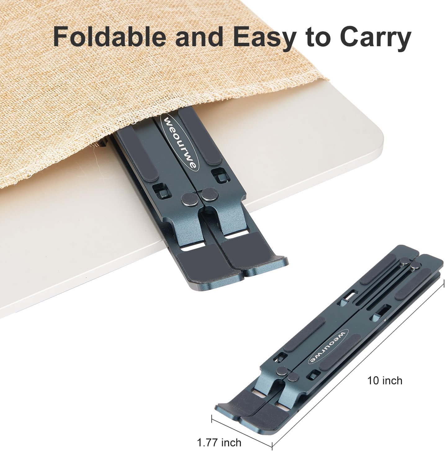 Ergonomic and Foldable Laptop Stand for Desk, Adjustable Riser, Fits All Laptops and Notebooks up to 17,Ultra-Thin,Ventilated Cooling,ABS+Silicone,Grey.