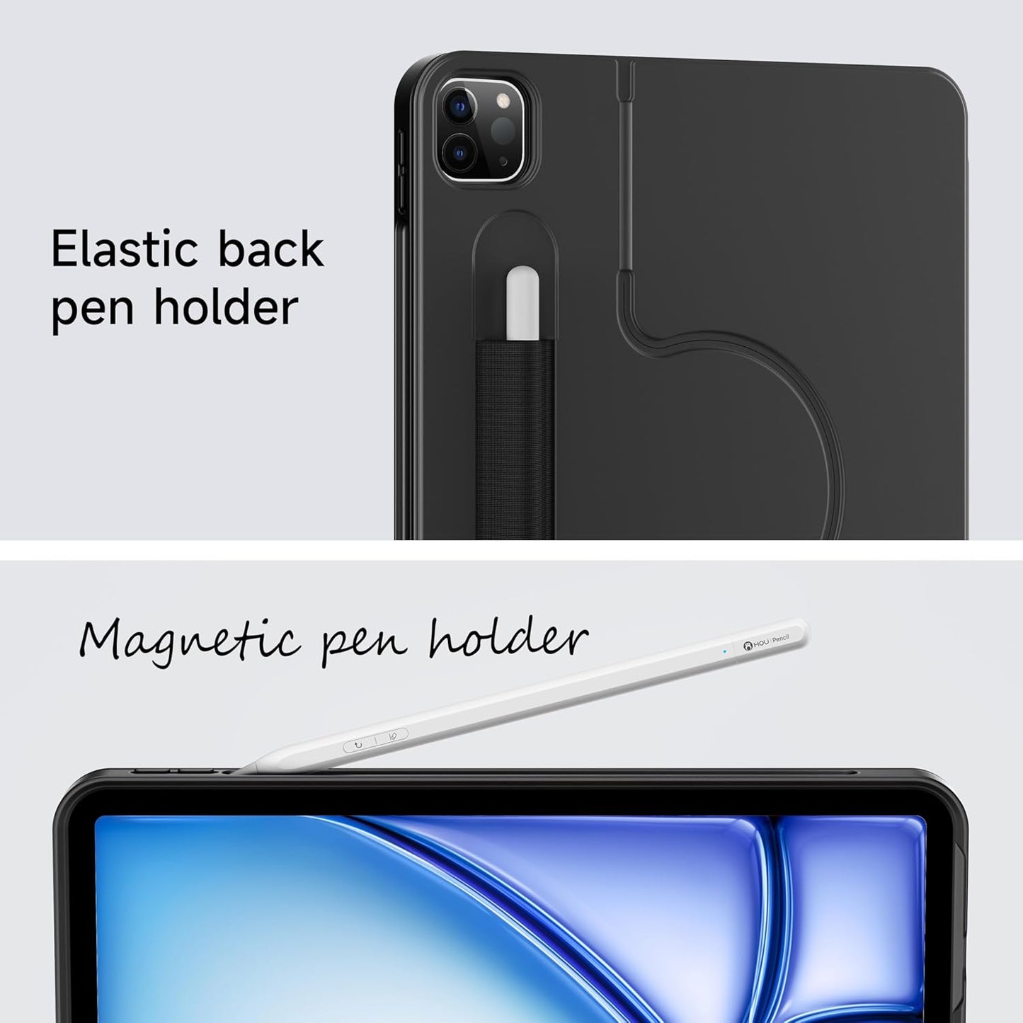 HOU for iPad Air 13 Inch Case Keyboard (M3/M2 2025), Detachable Keyboard Case for iPad Pro 13 M4 /12.9 inch 6/5/4/3rd (2024-2018), Magnetic Rotatable Stand, Multi-Touch Trackpad, 7-Color Backlight