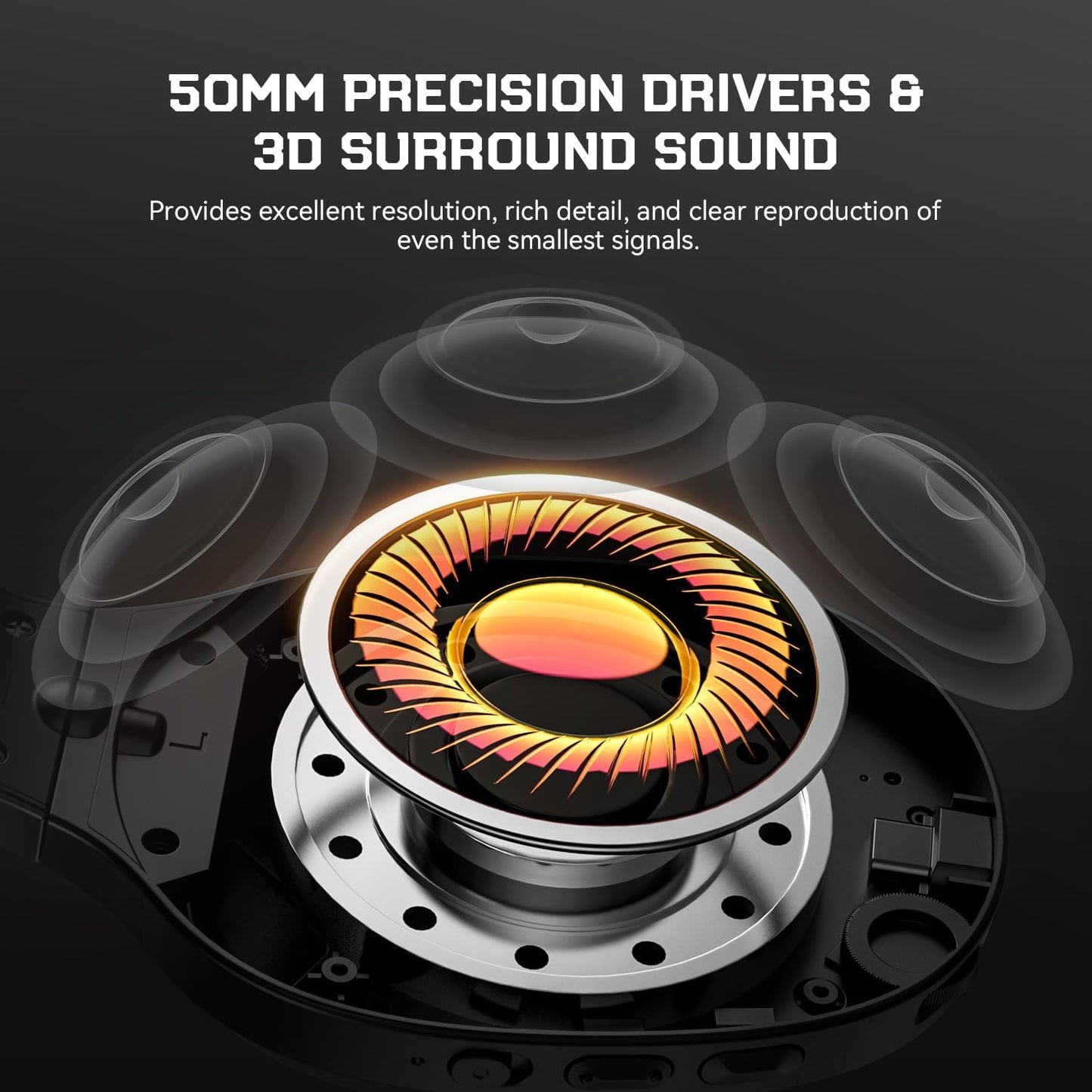 EKSA 2.4GHz Wireless Gaming Headset with Noise Canceling Microphone for PS5, PC, PS4 Bluetooth Gaming Headphones with USB & Type-C Connector, 52Hrs Battery PC Headset for Switch, Laptop, Mobile, Mac