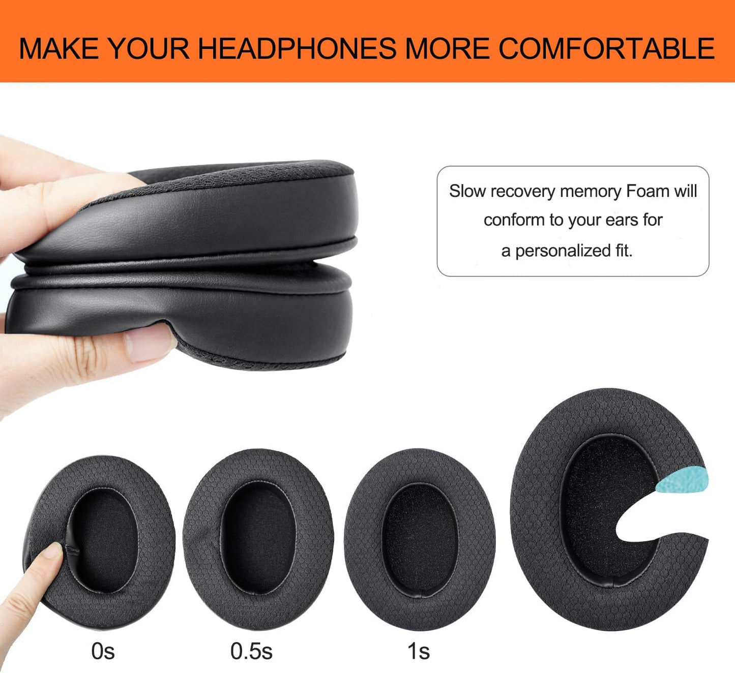 GVOEARS Replacement Earpads for Audio Technica ATH M50X/M40X/M30, HyperX Cloud/Alpha, Sony MDR-7506 Series, Steelseries Arctis earpads Replacement, Ear Cushions Also fit Turtle Beach Stealth & More