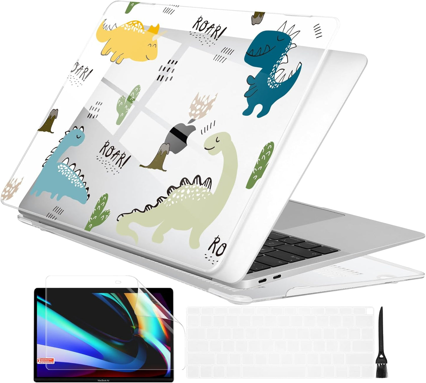 Batianda Case for M1 MacBook Air 13 Inch Model A2337 A2179 A1932 2021 2020 2019 Release,Lovely Creative Series Design Hard Shell with Keyboard Cover & Screen Protector, Cute Dinosaur
