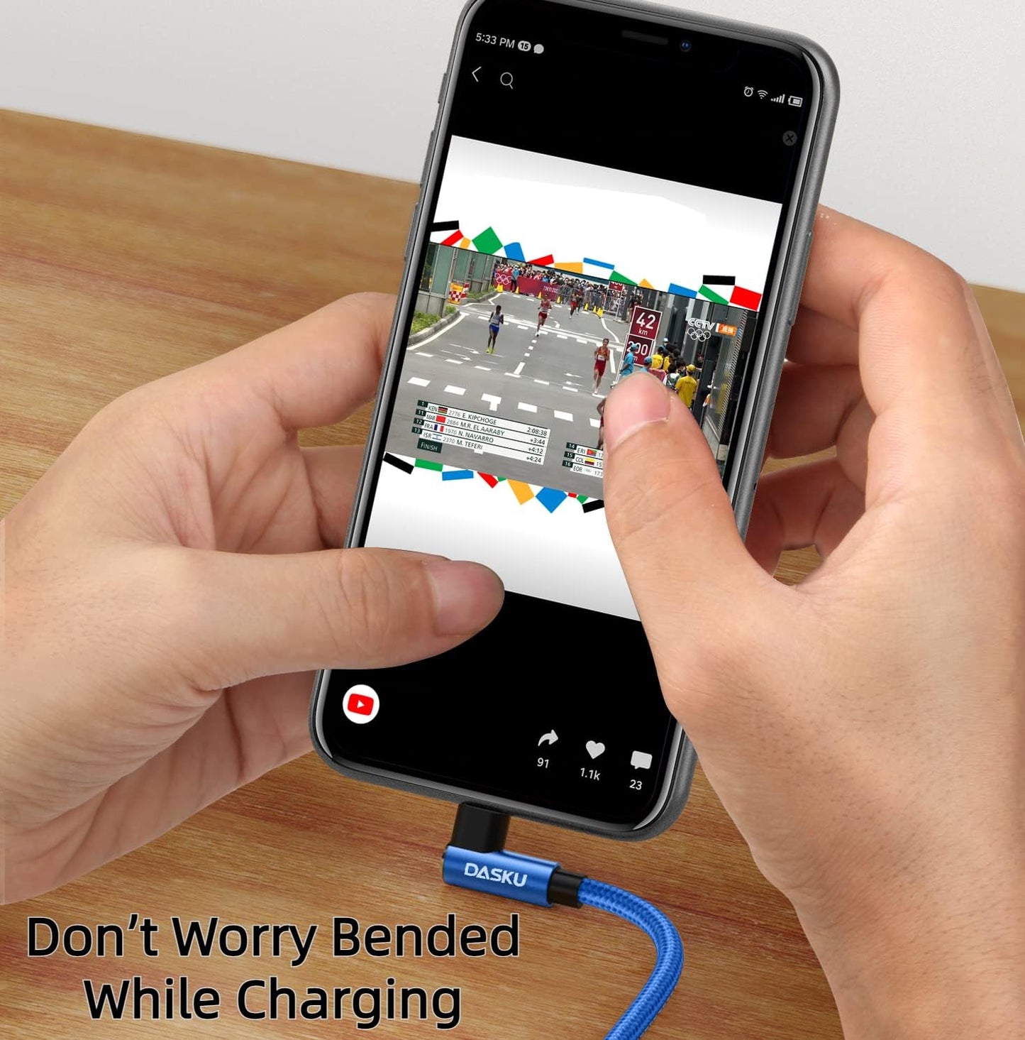 Dasku iPhone Charger 6FT 90 Degree Charging Cable 2 Pack MFi Certified USB Lightning Nylon Braided 6 Feet Fast Cord Compatible with 14/13/12/11/X/Max/8/7/6/6S/5/5S/SE/Plus/iPad,Blue