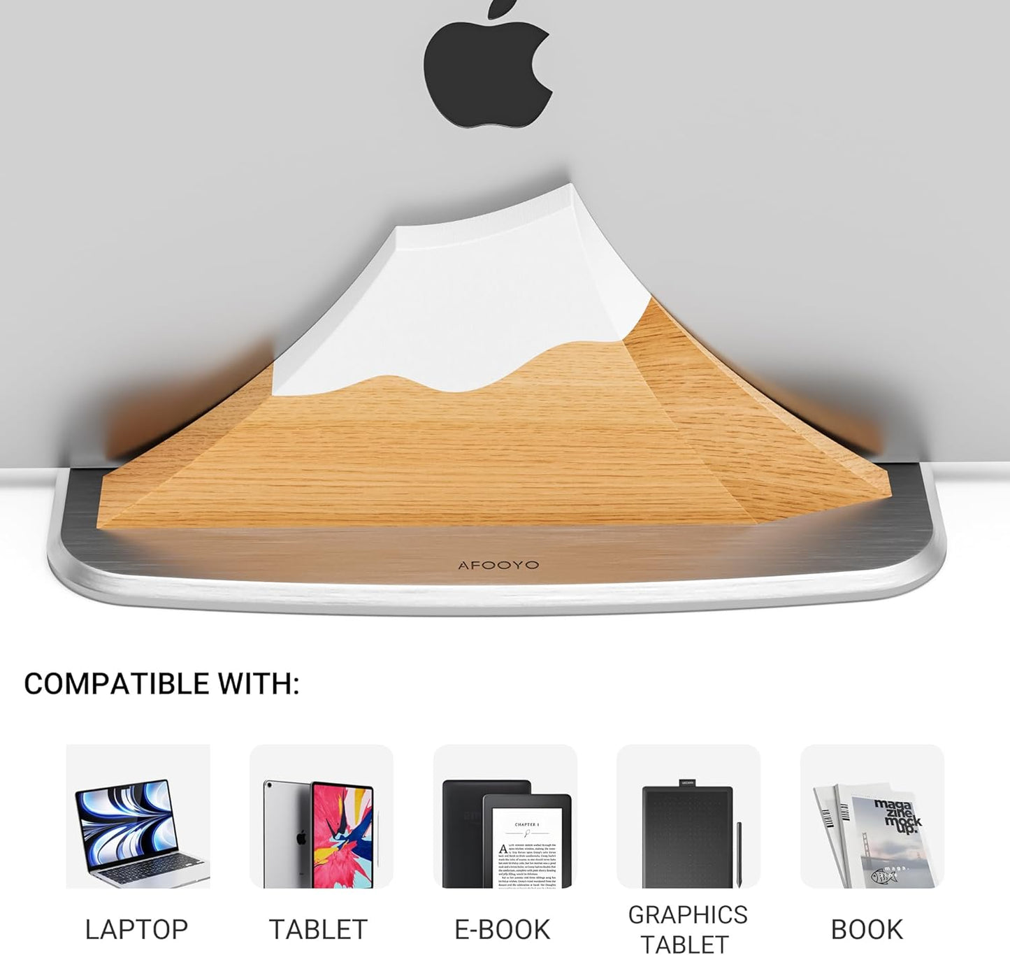 Vertical Laptop Stand - Snow Peak-Shaped Wooden Holder Dock Compatible with MacBook, Surface, Chromebook, Dell & More - Space-Saving Design for All Laptops