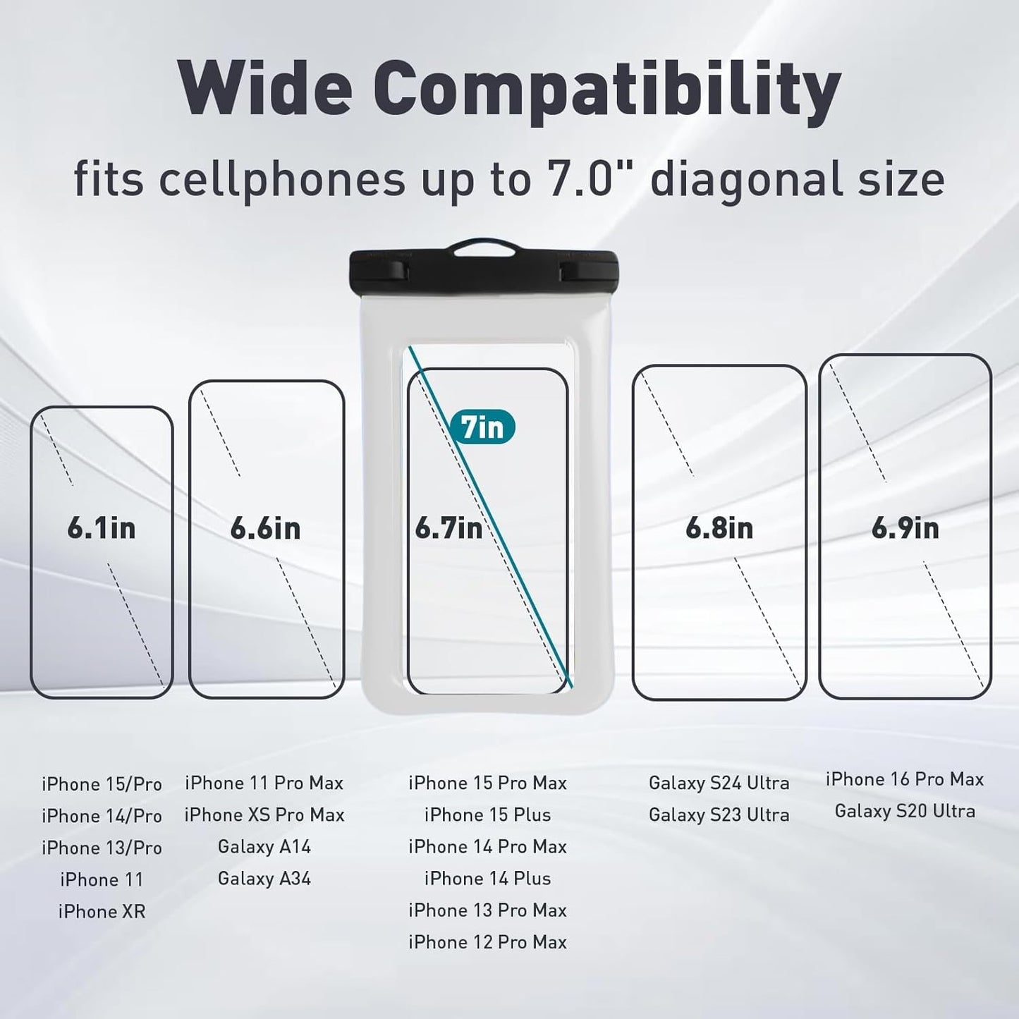 Floatable Soap Bubble Waterproof Phone Pouch/Case with Crossbody Lanyard for iPhone 16 Pro Max/15 Pro/14/13/12, IP68 Cellphone Dry Bag Beach Cruise Ship Essentials, 1 Pack-Sand Dollar-7″