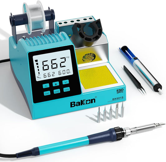 90w Soldering Station, Electronic Digital Display Soldering Iron Station Kit with 3 Presets Modes, 356℉～896℉,°C/°F Conversion,Sleep Mode, 5 Extra Solder Iron Tips,Solder Sucker,Soldering Wire,Tweezers