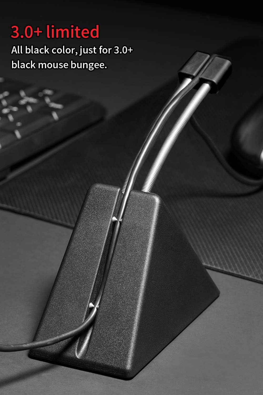 Hotline Games Mouse Bungee 3.0+ Mouse Cord Clip Cord Management System Fixer Holder for Esports FPS Game (3.0+ Black)