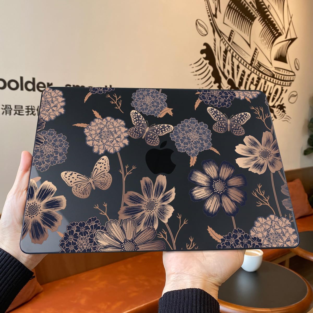 Teryeefi Case for for MacBook Pro 14 Inch M4 M3 M2 M1 (2021 2023 2024 Released) with Keyboard Cover & Screen Protector & OTG Adapter, Flower & Butterfly