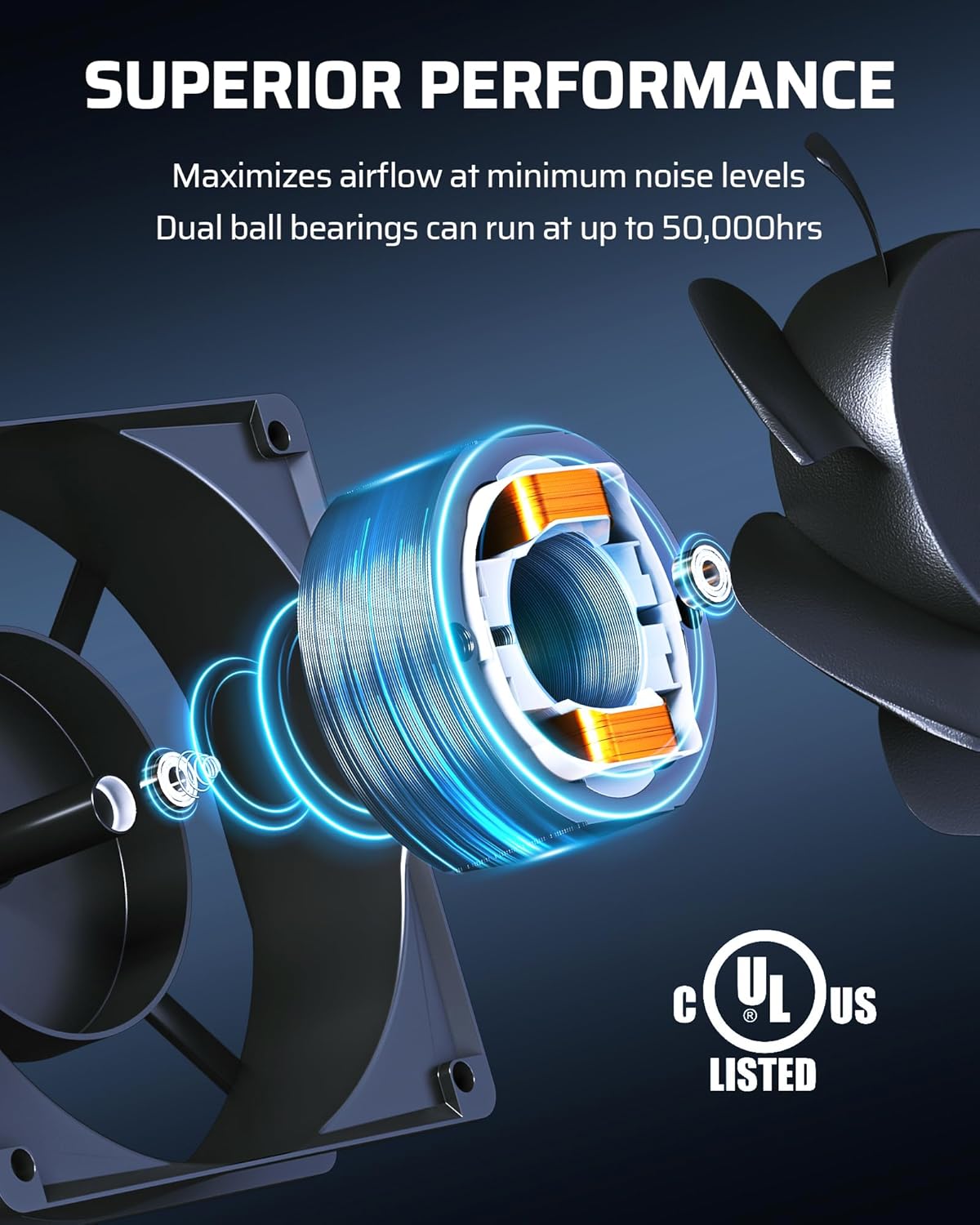 DEWENWILS 120V AC Quiet Muffin Fan, 80mm×25mm Waterproof Case Fan Cooling Fan with Speed Control, UL-Certified for DIY Cooling Exhaust Ventilation, Flame-Resistant, 2 Pack