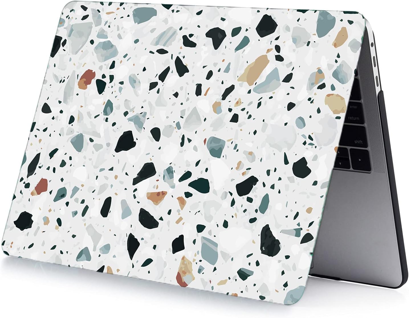 LanBaiLan Compatible for MacBook Pro 13 inch with Touch Bar 2022 2020 2019 2018 2017 2016 Release M1 M2 chip A2338 A2289 A2251 A2159 A1989 A1706 A1708 Laptop Case & Keyboard Cover, Terrazzo Marble