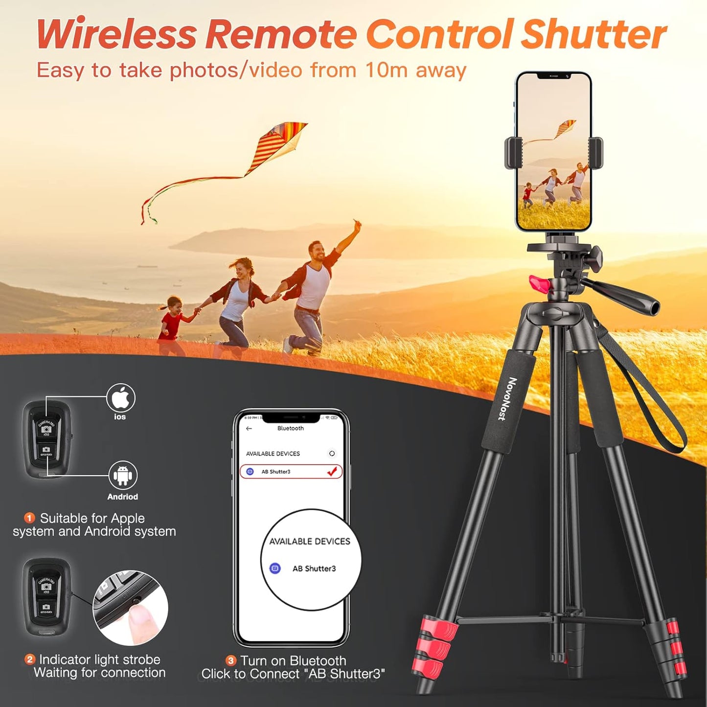 65" Phone Tripod Stand, Tripod for iPhone & Camera with Wireless Remote & Cellphone Holder for Video Recording/Selfies/Live Stream/Vlogging (Included Carry Bag)