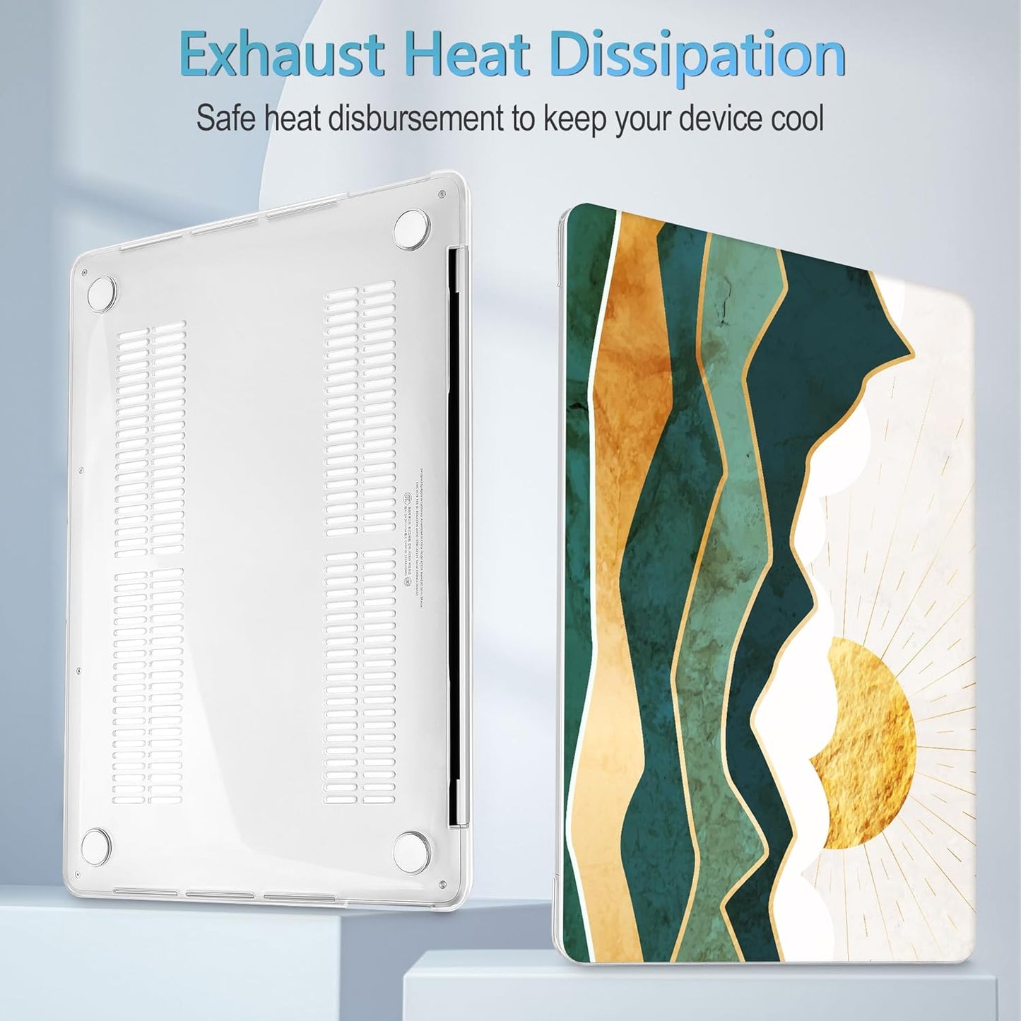 Mektron for MacBook Air 13 Case A1466/A1369 (2010-2017 Release), Snap-on Plastic Hard Shell Cover for MacBook Air 13.3 inch with Keyboard Cover, Golden Mountains by Sunrise