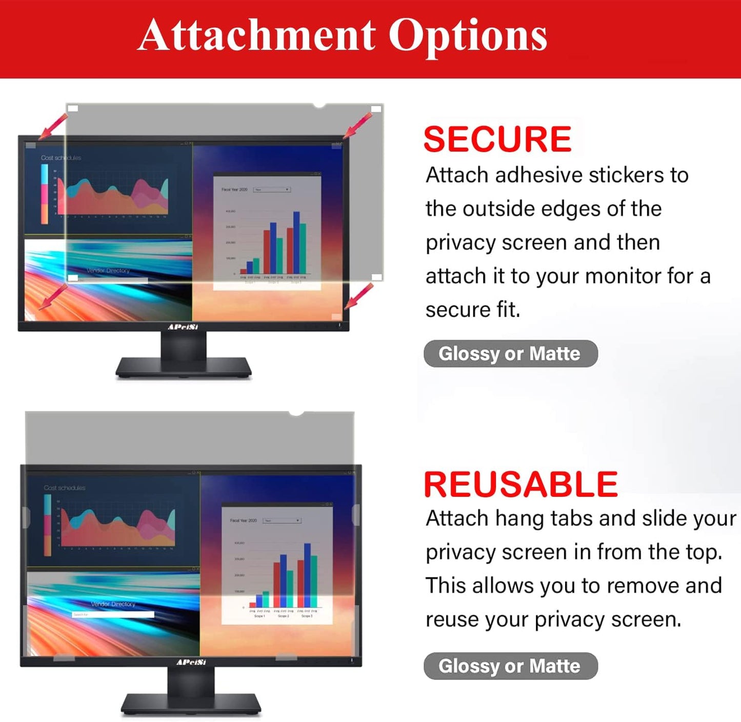 24 Inch Privacy Screen Filter for Widescreen 16:9 Monitor | Privacy Shield | Anti-Glare | Anti-Blue light Protector | Eye Protection | Computer Security Private Filter