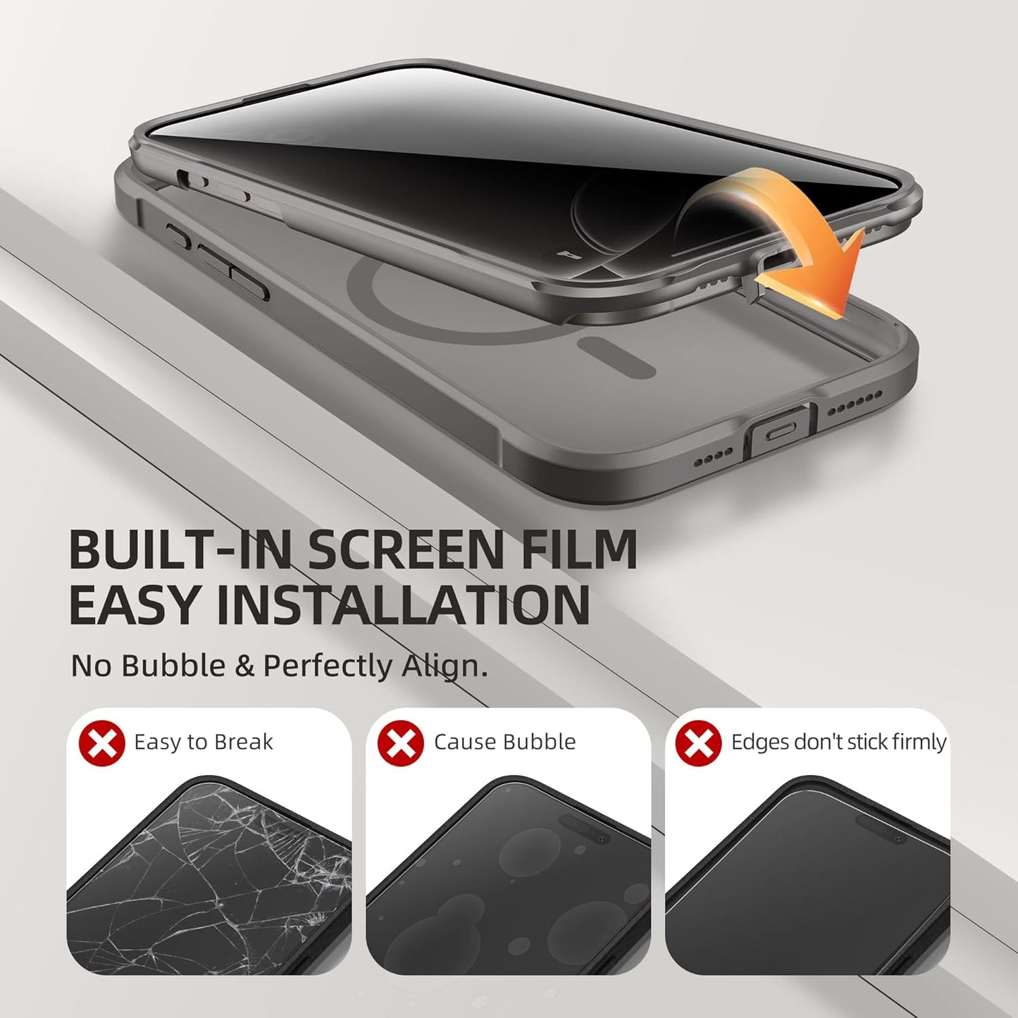 BERFY Magnetic for iPhone 16 Pro Max Case, Compatible with MagSafe, Built-in Privacy Screen Protector and Upgraded Camera Protection, Anti-Spy Full Body Shockproof Phone Case for 16 Pro Max, Dark Grey