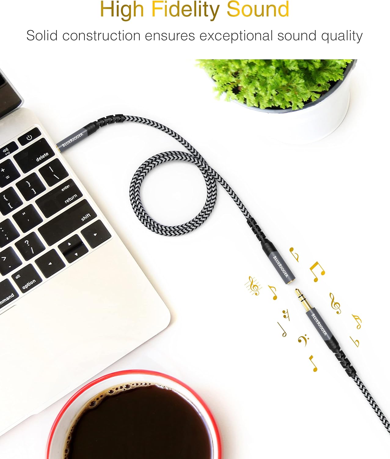 BlueRigger Headphone Extension Cable (6FT, 24K Gold Plated Jack, Hi-Fi Sound, 3.5mm Male to Female Stereo Audio Cable) – Aux Cord for iPod, Laptops, Smartphones, Speakers, Tablets, Home Car Stereo