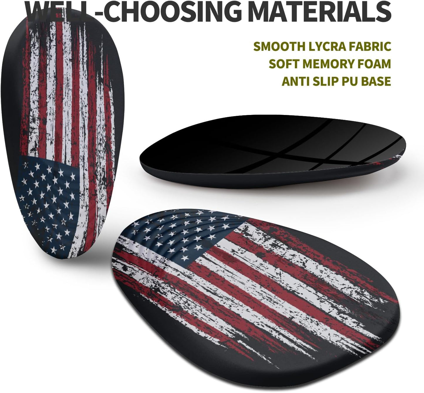 Hokafenle Ergonomic Mouse Pad Wrist Support, Terraced Slope Carpal Tunnel Wrist Pad for Mouse with Unibody Memory Foam, Wrist Rest Pain Relief Mousepad (US Flag, 11.8x7.9 in)