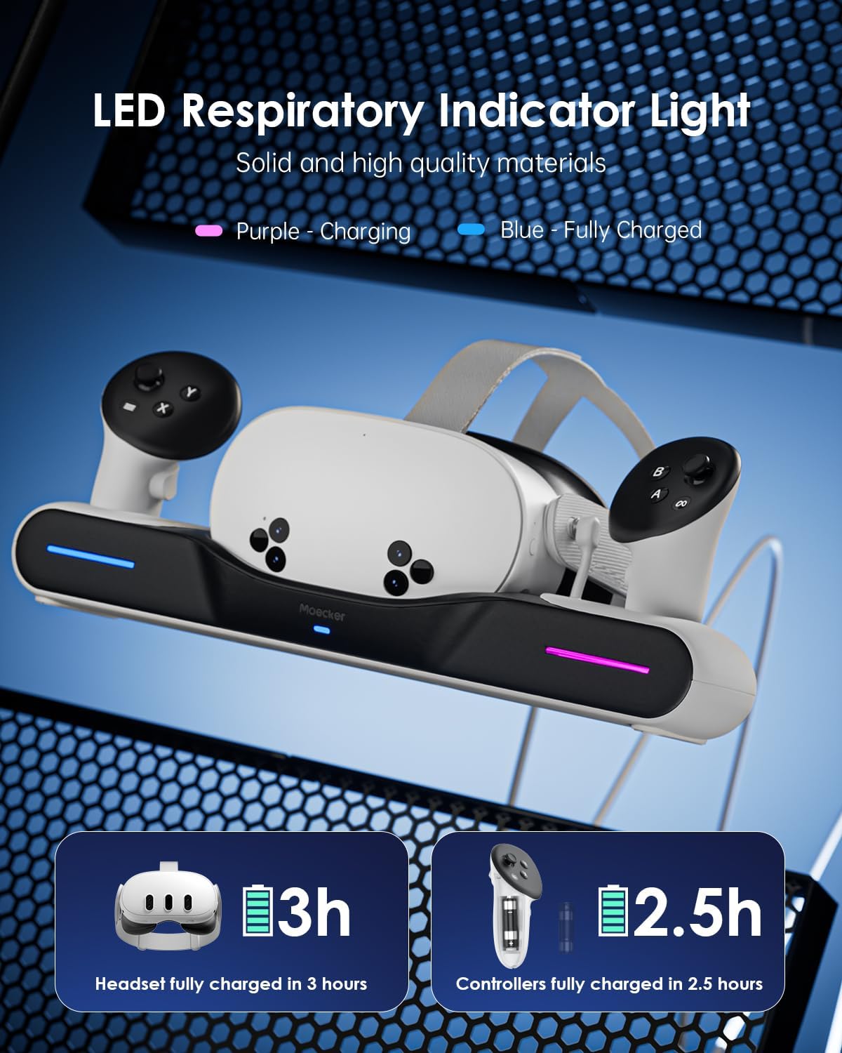 Charging Dock for Meta Quest 3/3S Charging Station Magnetic Charger for Meta Quest 3/3S Accessories Charging Stand