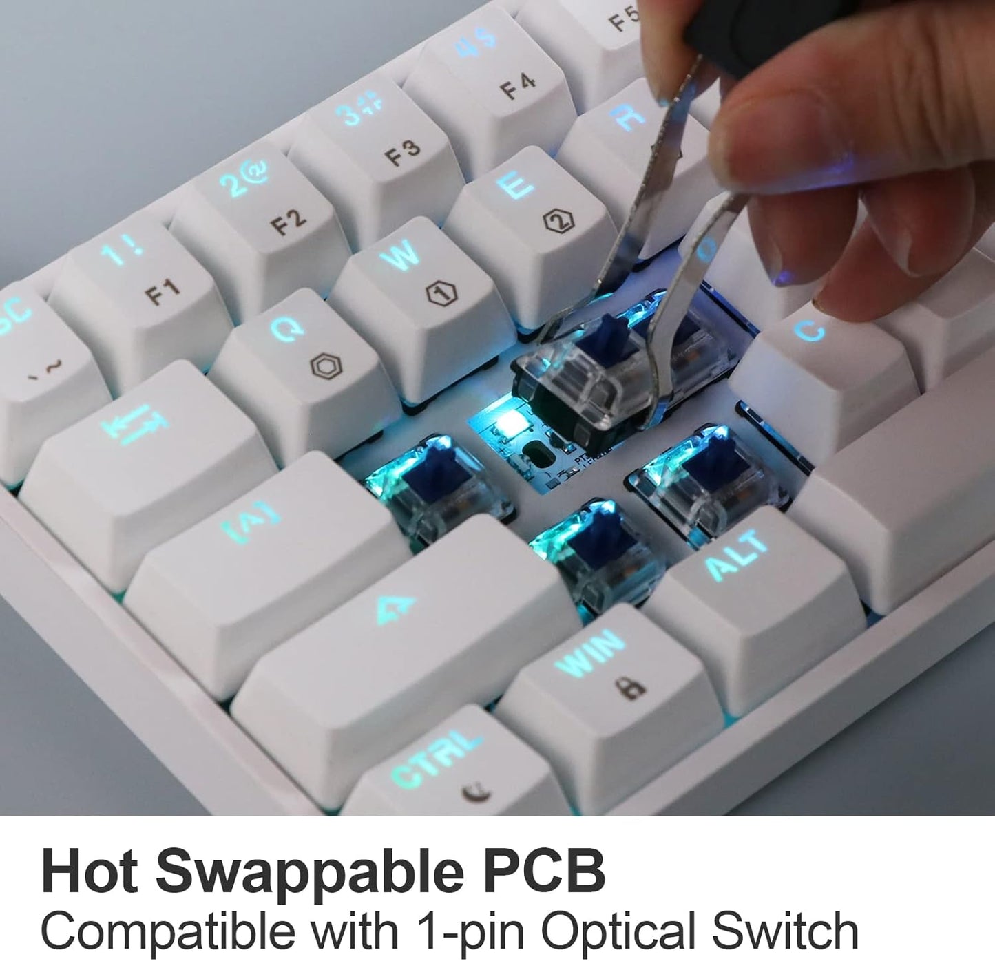 EPOMAKER SKYLOONG GK61 SK61 61 Keys Hot Swappable 60% Mechanical Keyboard with RGB Backlit, Doubleshot ABS Keycaps, Dustproof for Win/Mac/Gamers（Gateron Optical Red, White