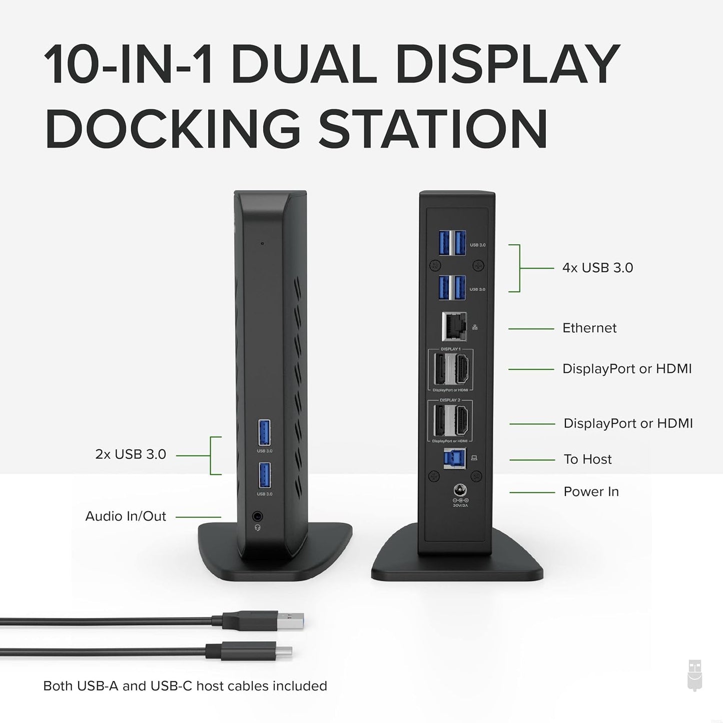 Plugable Dual DisplayPort & HDMI Docking Station - USB 3.0 & USB-C Laptop Dock for Dual Monitors, DisplayLink, Mac (Driver Required), ChromeOS & Windows, Gigabit Ethernet and Audio (UD-6950Z)