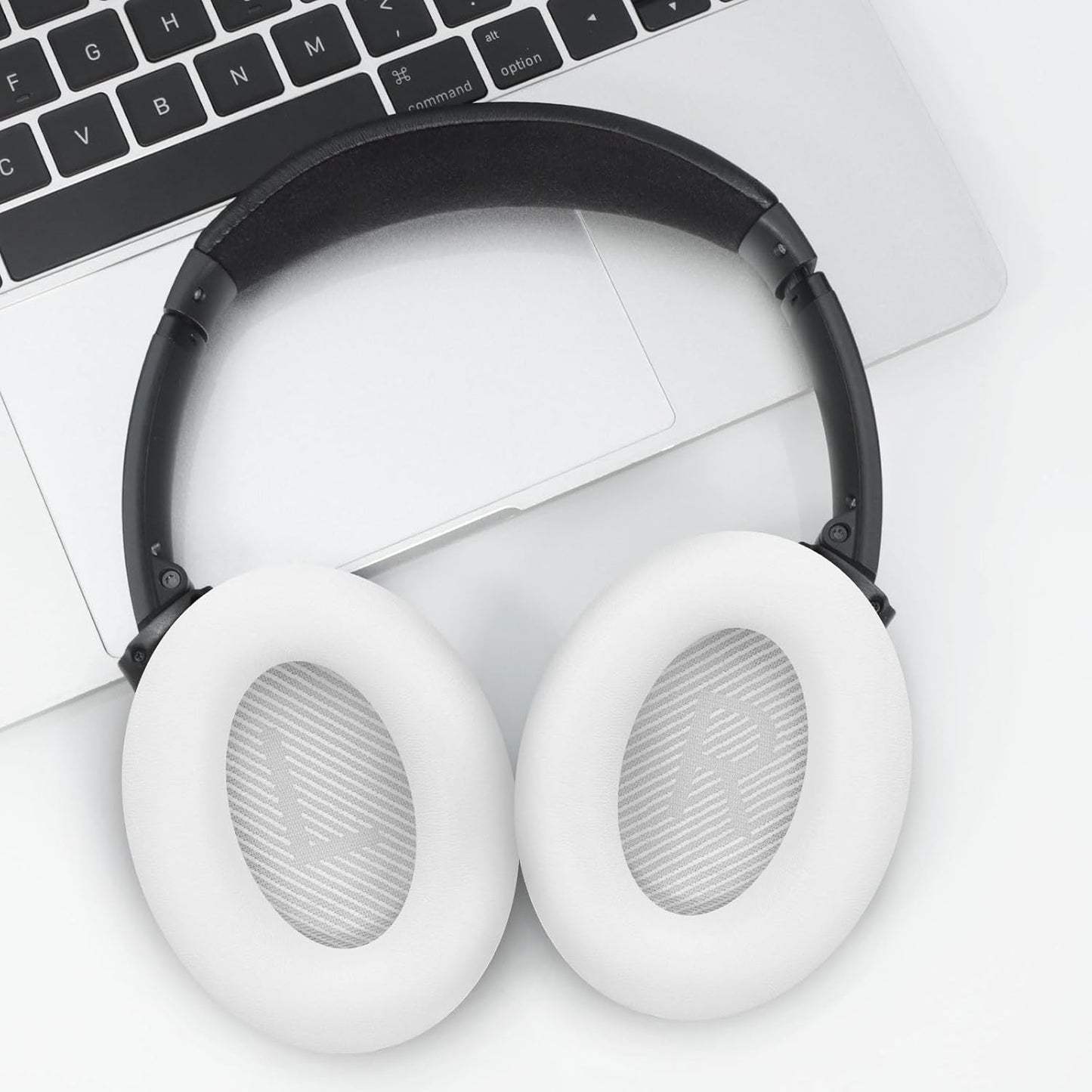 Headphones Replacement Ear Pads, Protein Leather earpad Cushions for Bose Quiet Comfort QC35 Headphones, Replacement Earpads, Softer Memory Foam - White