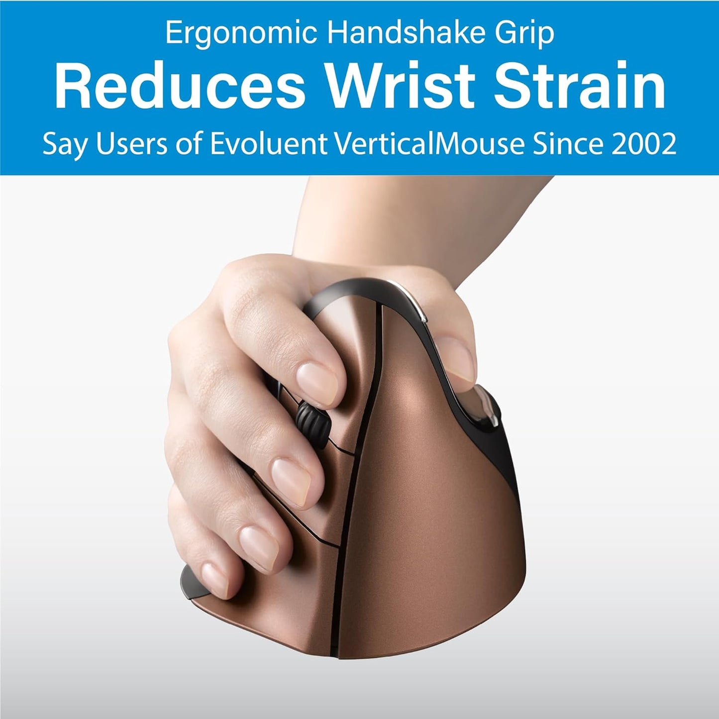 Evoluent – Inventor of The Vertical Mouse – VM4SW Ergonomic Vertical Mouse Right Hand Small Wireless USB, Sculpted for Comfort, Reduces Wrist Strain, Adjustable Speed, Customizable Buttons in Windows