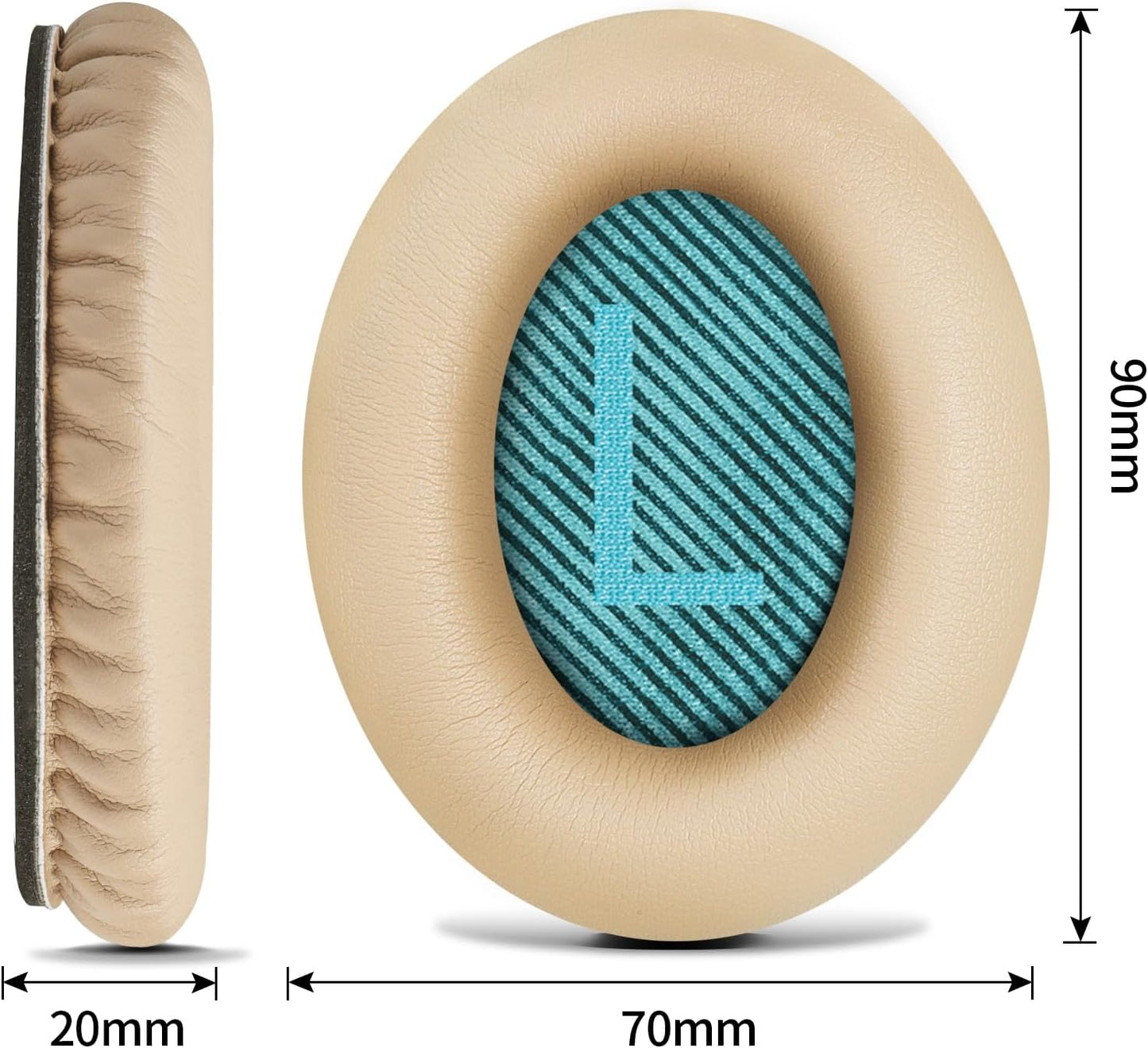 Headphones Replacement Ear Pads, Protein Leather earpad Cushions for Bose AE2/QC15/QC25 Headphones, Replacement Earpads, Softer Memory Foam - Apricot