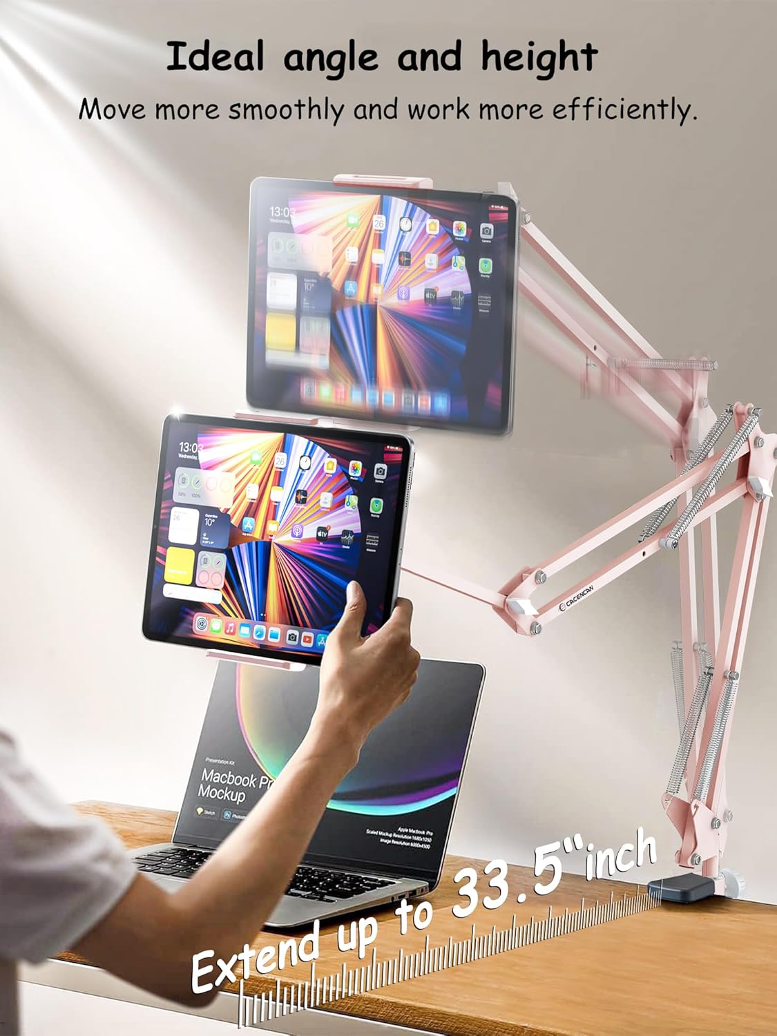 Foldable Tablet Stand, Tablet Mount Adjustable for Bed,Universal Flexible Tablet Holder with 360 Degree Rotation for iPad/iPhoneX/iPad Pro/N-Switch,or Other 4.5~13.5 Inches Devices (Pink)