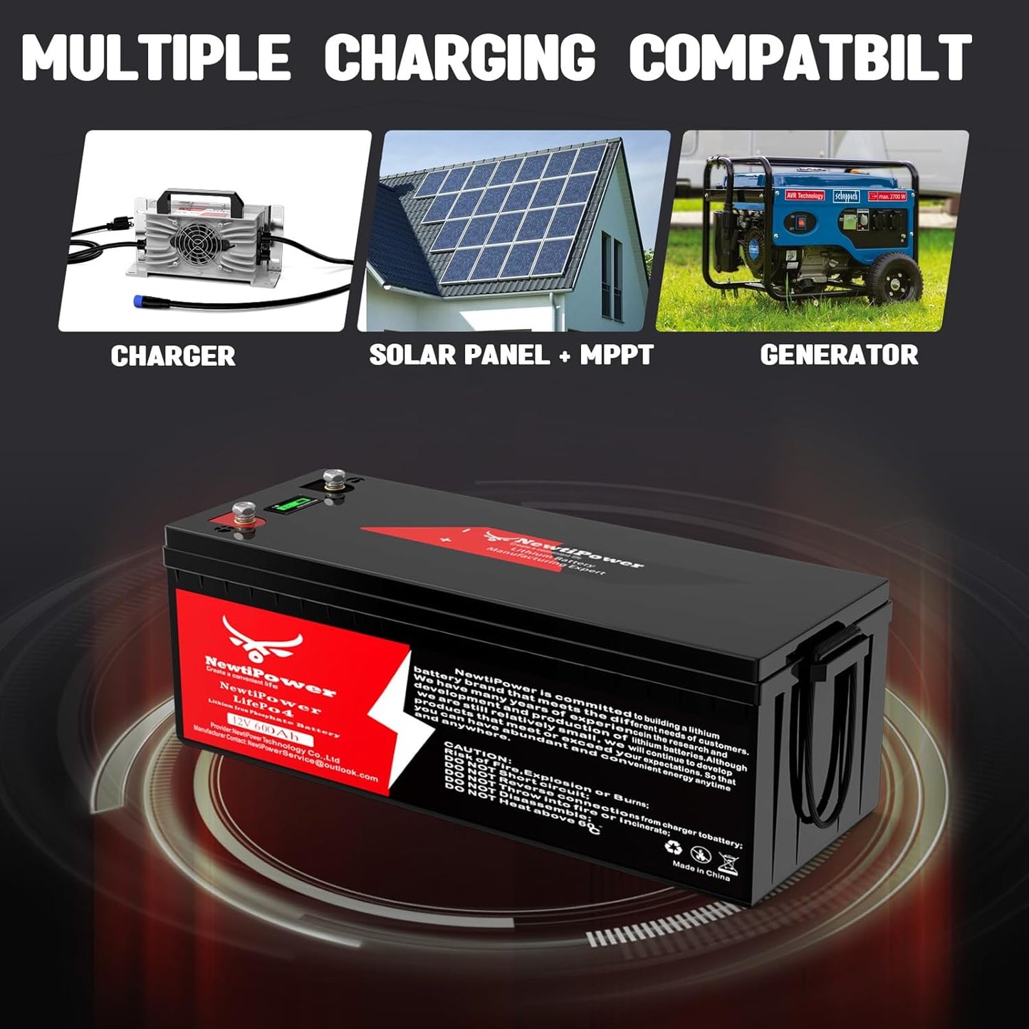 12V 600Ah Lithium LiFePO4 Battery with 250A BMS Grade A Cells Deep Cycle Rechargeable Battery,10000+ Cycles,Perfect for Golf Cart,Off Grid Applications (12.8V 600Ah)