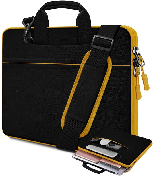 Universal Laptop Shoulder Bag 13-17.3 Inch Shockproof Briefcase with Multi-Pockets & Adjustable Strap for MacBook Pro/Air