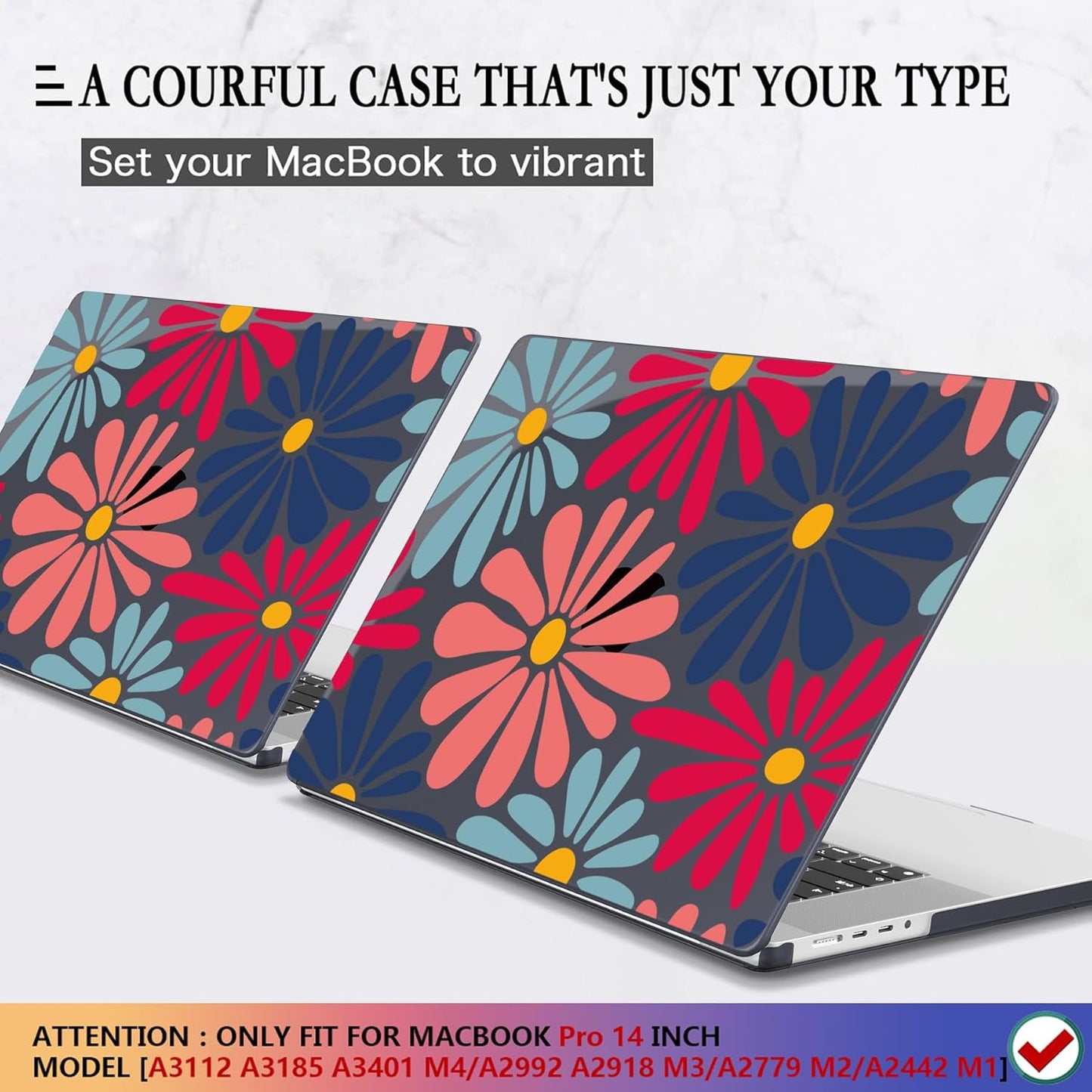CISSOOK Compatible with MacBook Pro 14 inch 2025 2024-2021 Release M4 M3 M2 M1 Chip A3112 A3185 A3401 A2918 A2992 A2779 A2442l, Hard Shell Case with Keyboard Cover&Screen Protector, Daisy Flowers