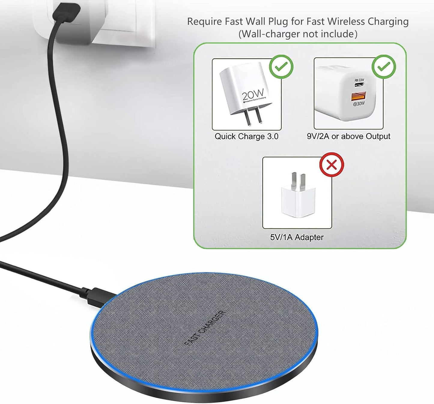 20W Fast Wireless Charger Pad,Wireless Phone Charging Station Compatible with iPhone 16/15/14/13/12/11/SE/X/AirPods,Fast Charge for Samsung Galaxy S25/S24/S23/S22/Note/Buds/Buds +,Pixel,LG G8/7