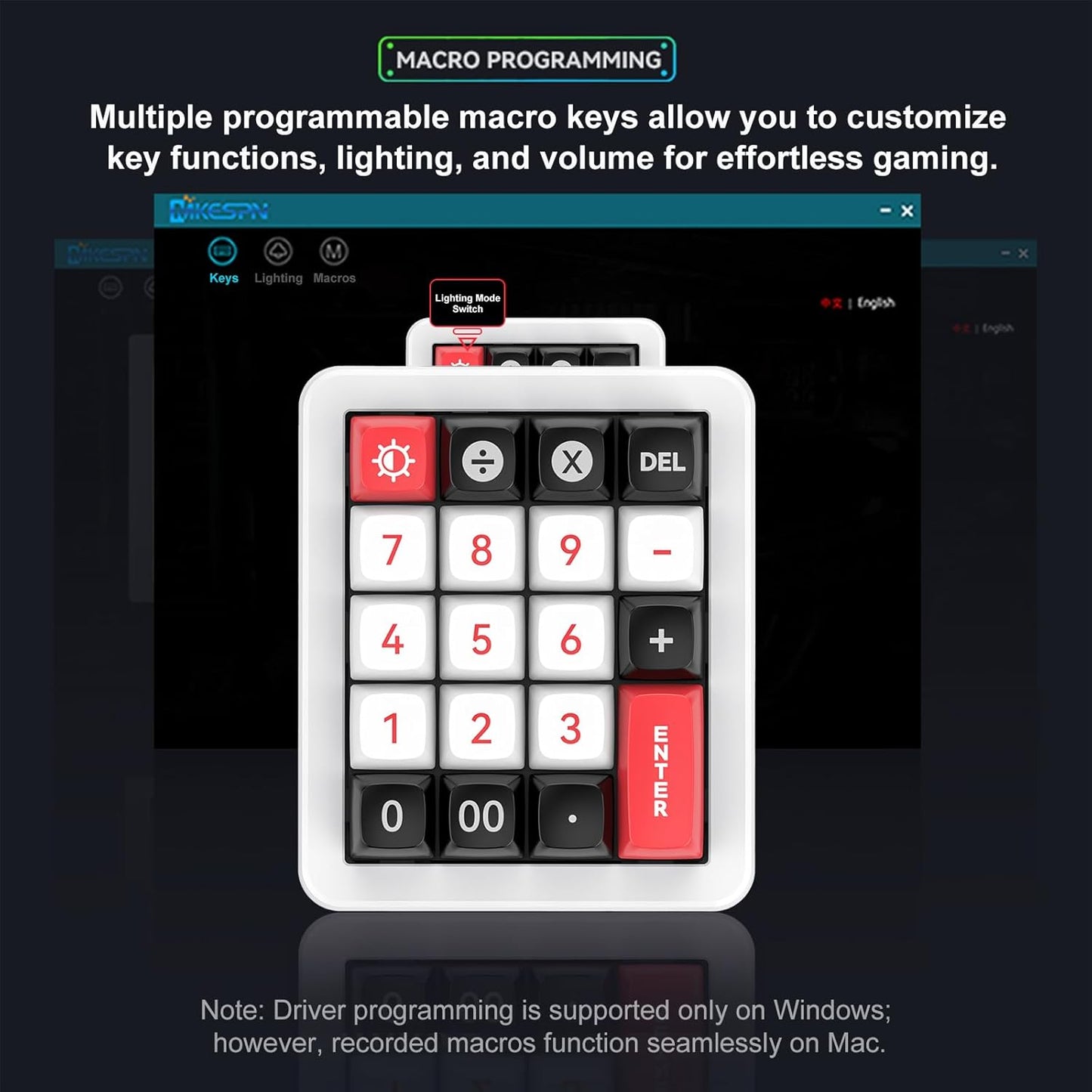 Adventurers K812 Wired Mechanical Numeric Keypad, 19-Key Hot-Swappable RGB Numpad, Macro Programmable, Detachable Type-C Cable, Game/Office Mode Switch – for PC/Laptop/Desktop (White)